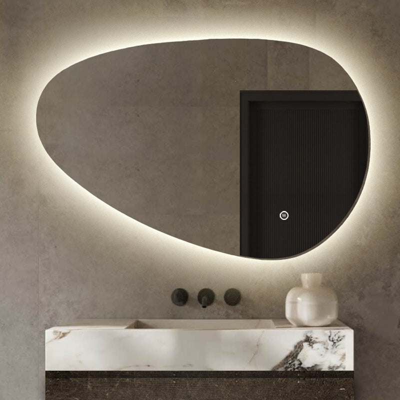 Badkamerspiegel Asymmetrisch - Organisch met Verlichting - 90 x 60 cm