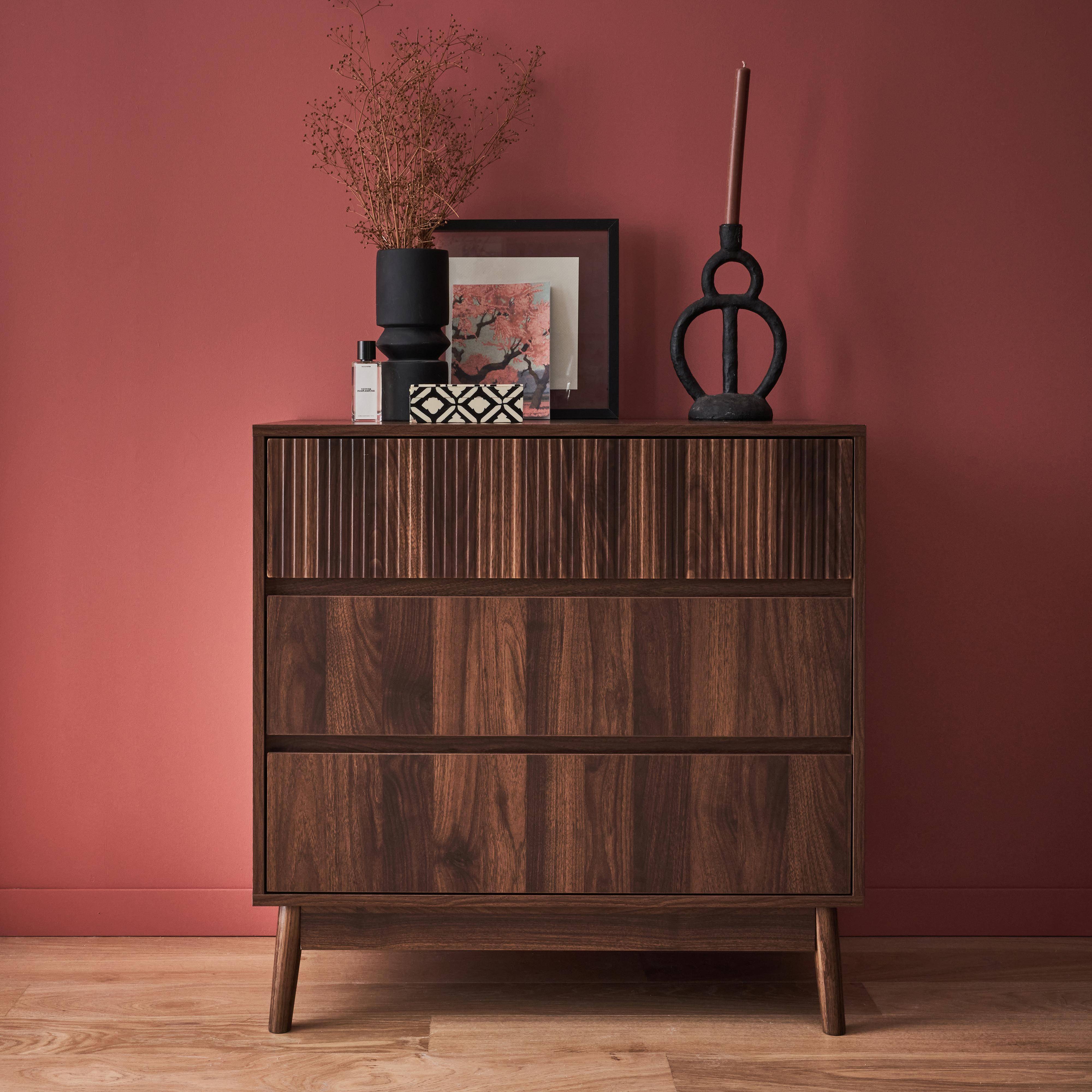 Linear - Cómoda con efecto madera, 3 cajones