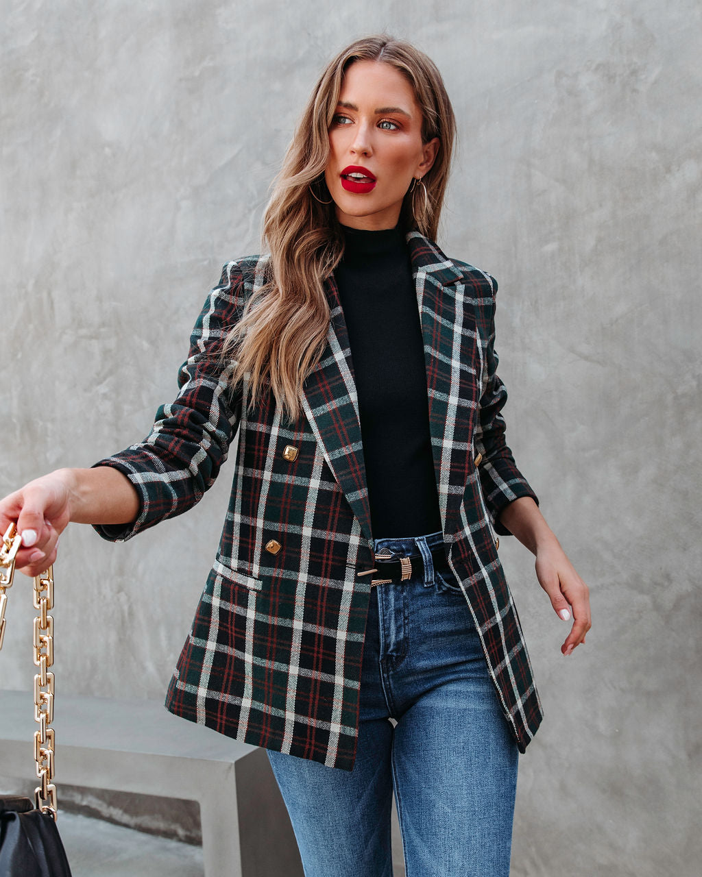 Ivy League Plaid Blazer - Se7enfashion