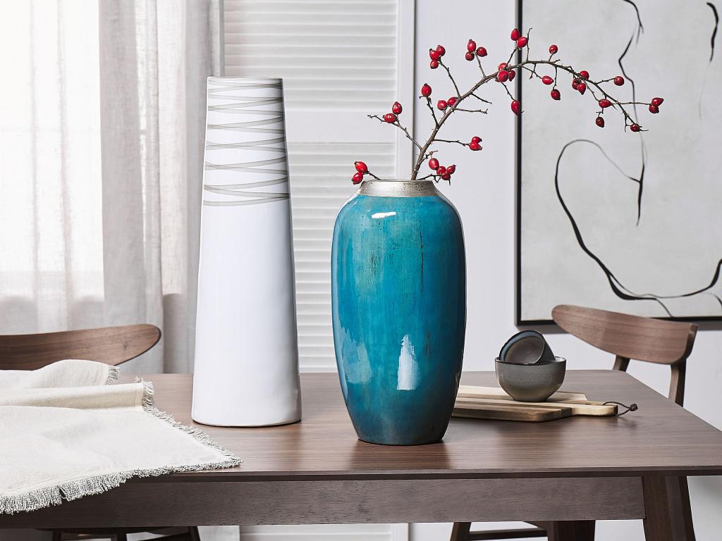 Jarrón decorativo MILETUS Cerámica Azul