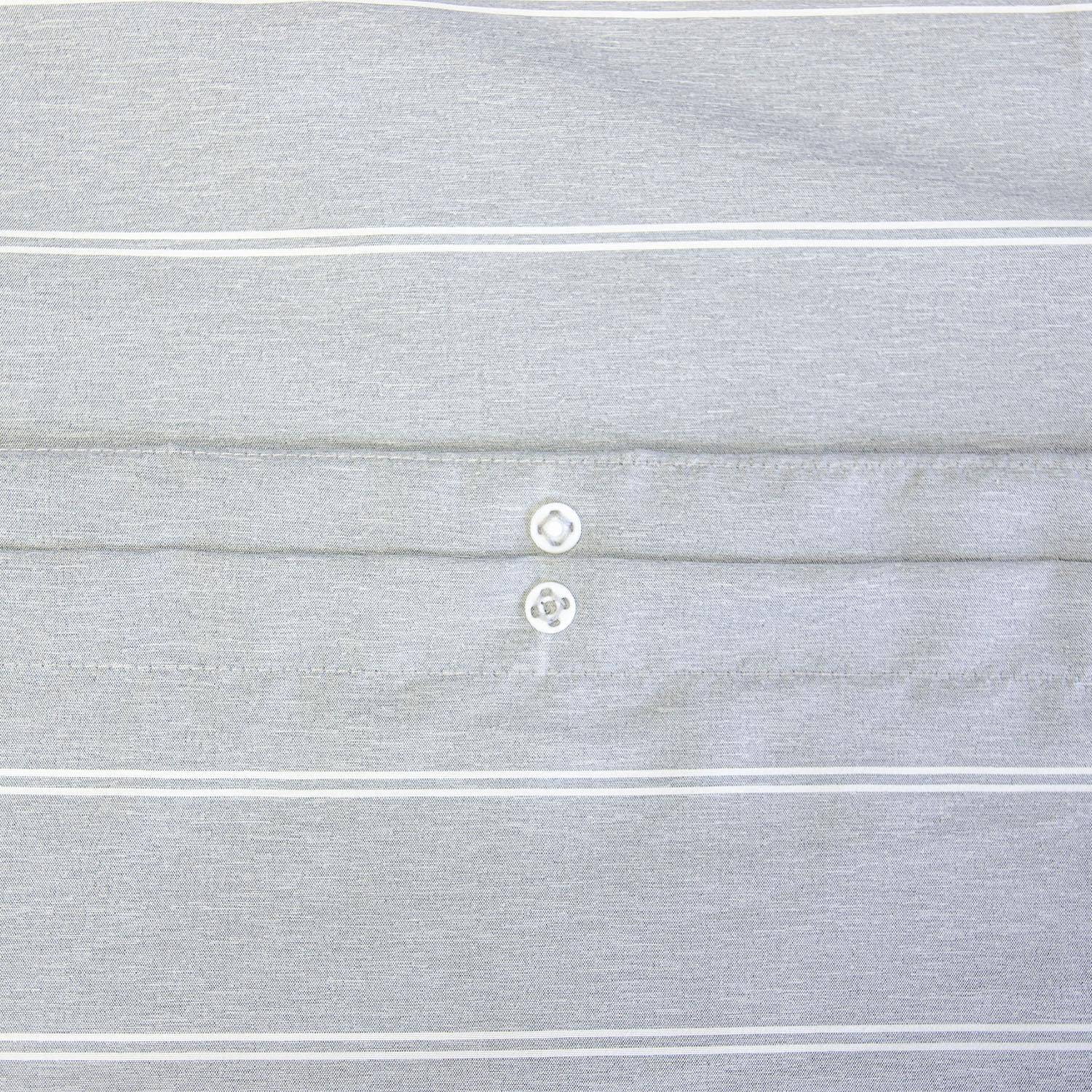 Tim - Ropa de cama de microfibra lavada rayas gris, 2 plazas