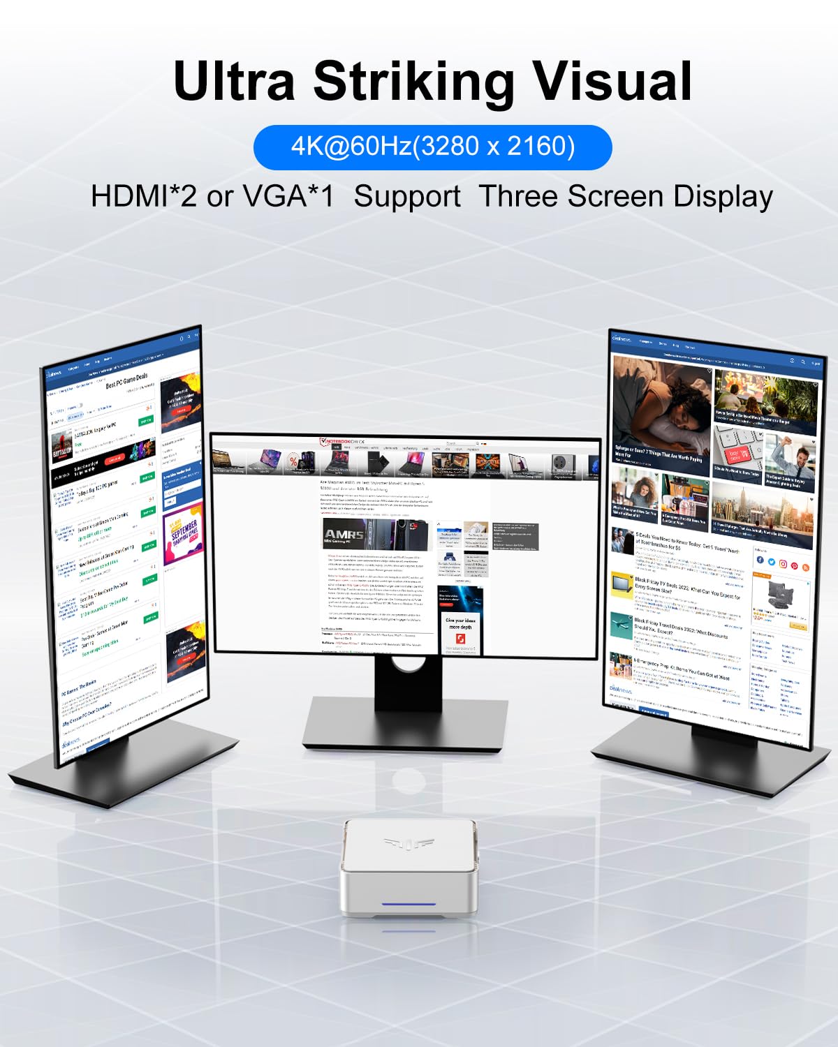 KAMRUI GK3Plus Mini PC, 16GB RAM 512GB M.2 SSD Mini Computers