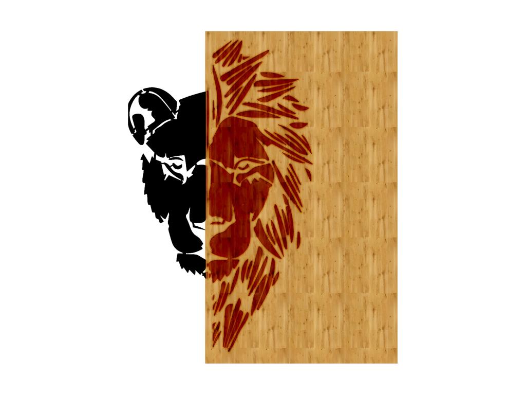 Decoración de Metal y Madera León, Madera, 41x1,8x50 cm, Tucasago