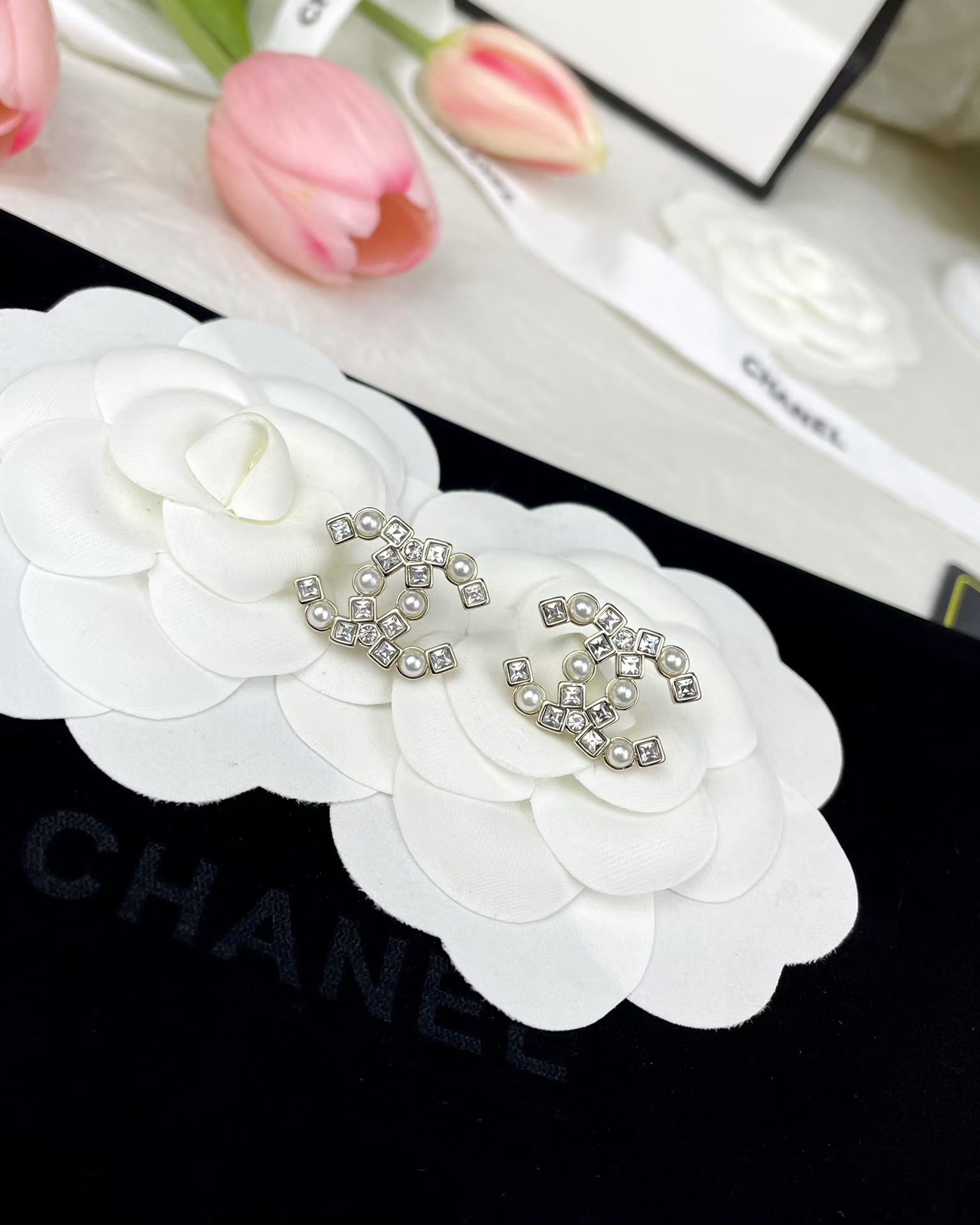 Chanel Pearl and Diamond Paved Earring Stud - Original Replica Club