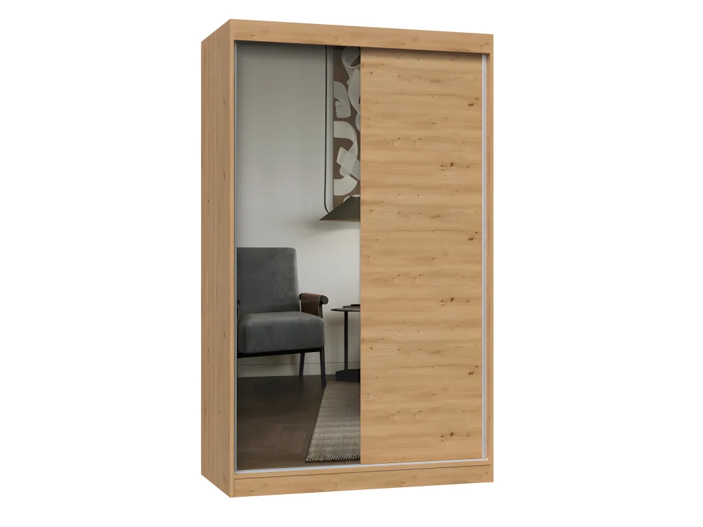 Casahandy Armario con 2 puertas correderas y espejo Dimensiones - L 120 cm Perfecto para dormitorio vestidor