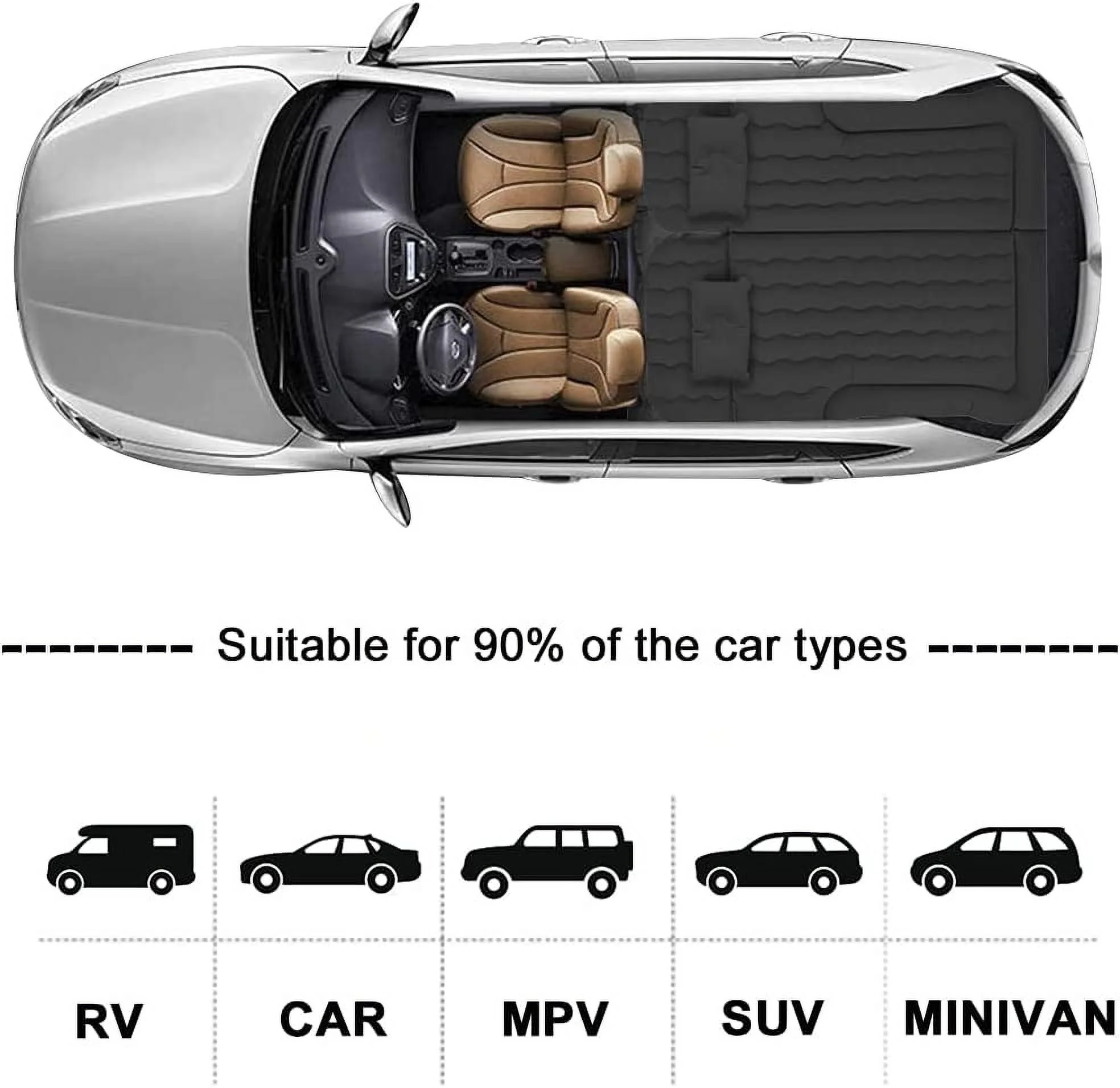 3 in 1 SUV Air Matterss | Car Mattress with Electric Air Pump-2 Support Fillers & 2 Pillows Fits SUV|MPV|Minivan for Road Trip Camping Black - Image 3
