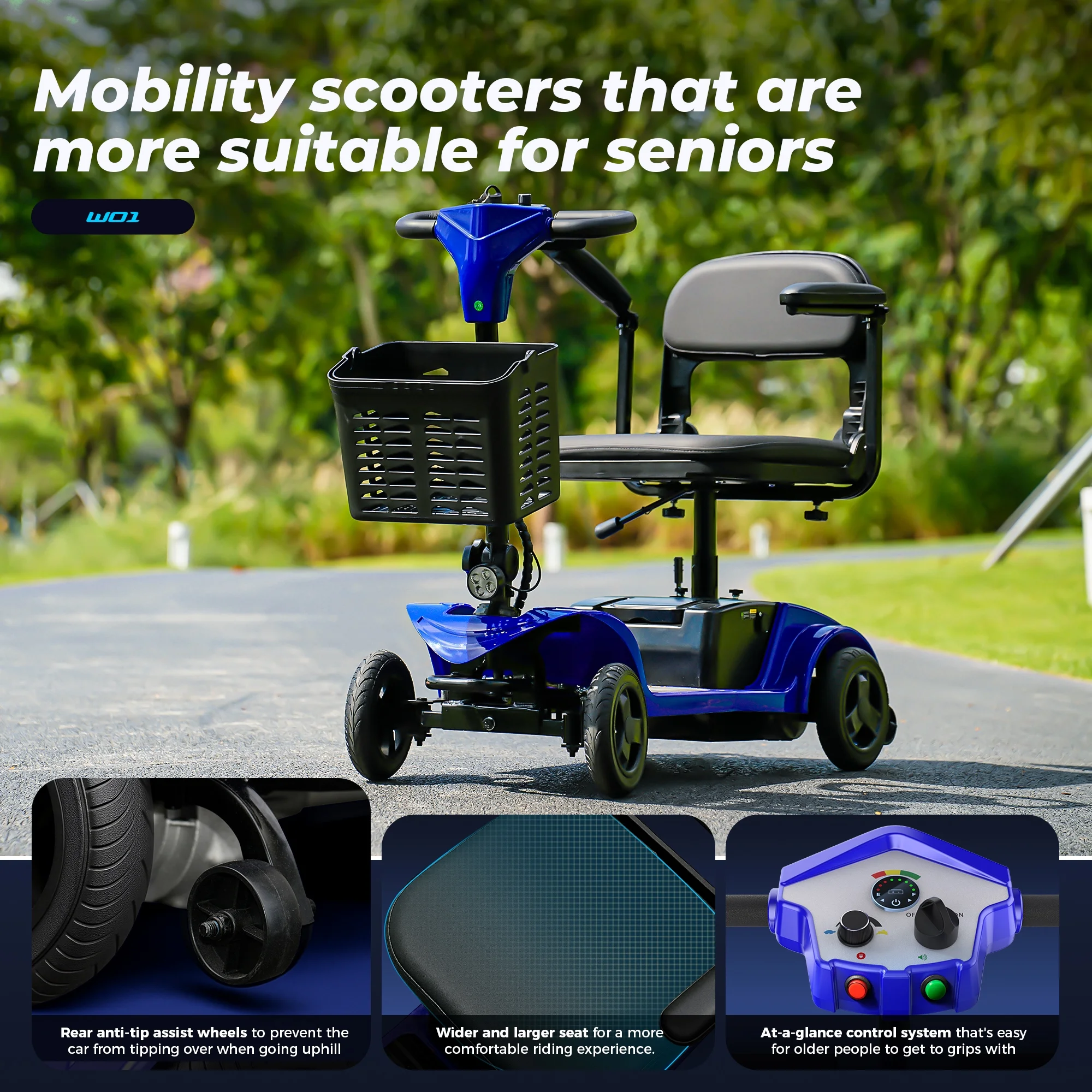 iScooter 4 Wheel Mobility Scooter for Seniors, Wider Seats & Foldale Electric Wheelchair Device for Travel, Upgraded for Superior Performance, Red - Image 12