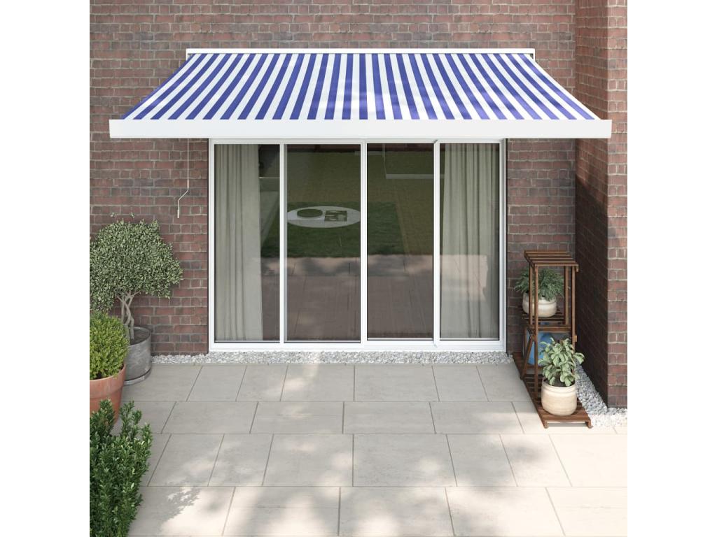 Toldo retráctil azul y Lujodec 3,5x2,5 tela y aluminio