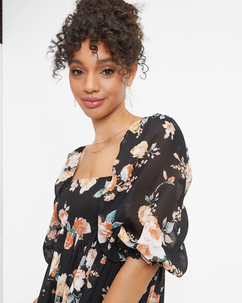 Miller Floral Chiffon Maxi Dress - Black - FINAL SALE - Se7enfashion