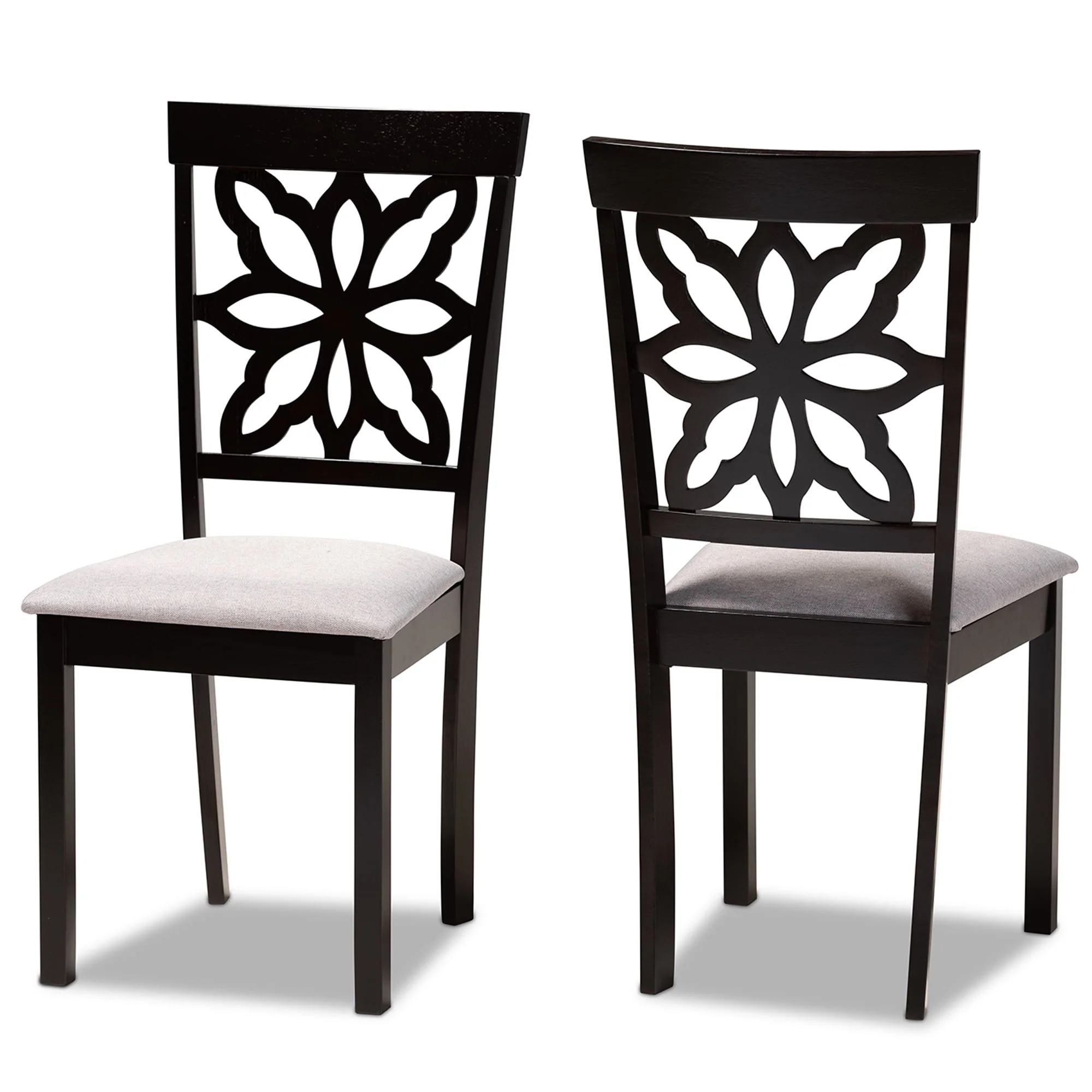 Baxton Studio Samwell Modern and Contemporary Grey Fabric Upholstered and Dark Brown Finished Wood 2-Piece Dining Chair Set - Image 2