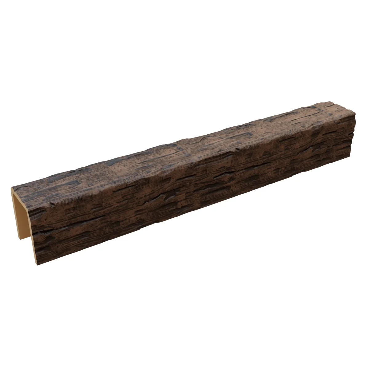 Ekena Millwork 3 1/2"W x 3 1/2"H x 120"L 3-Sided (U-Beam) Salvaged Timber HeritageTimber Faux Wood Ceiling Beam, Kona Brown - Image 7