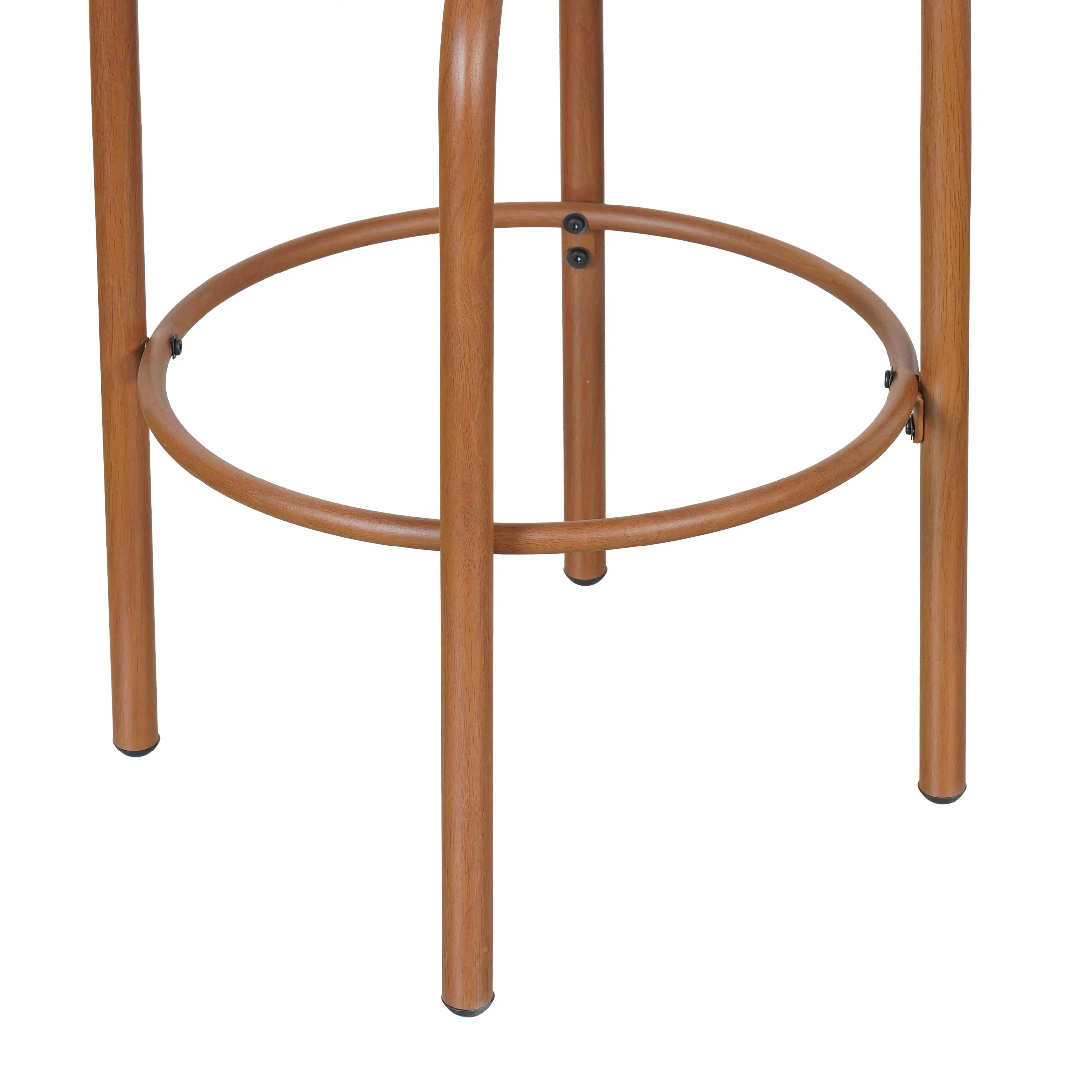 Lyric Modern 29" Outdoor Patio Bar Stools, Bar Chairs with Wood Grain Finish Frame with Hand-Woven PE Rattan Rope, Removable Cushions, Teak+Beige, Set of 2 - Image 5