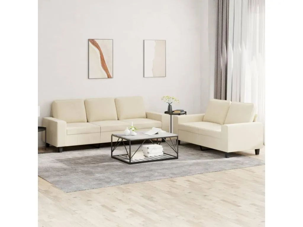 Juego de sofás 2 piezas tela color crema 33001TZJM