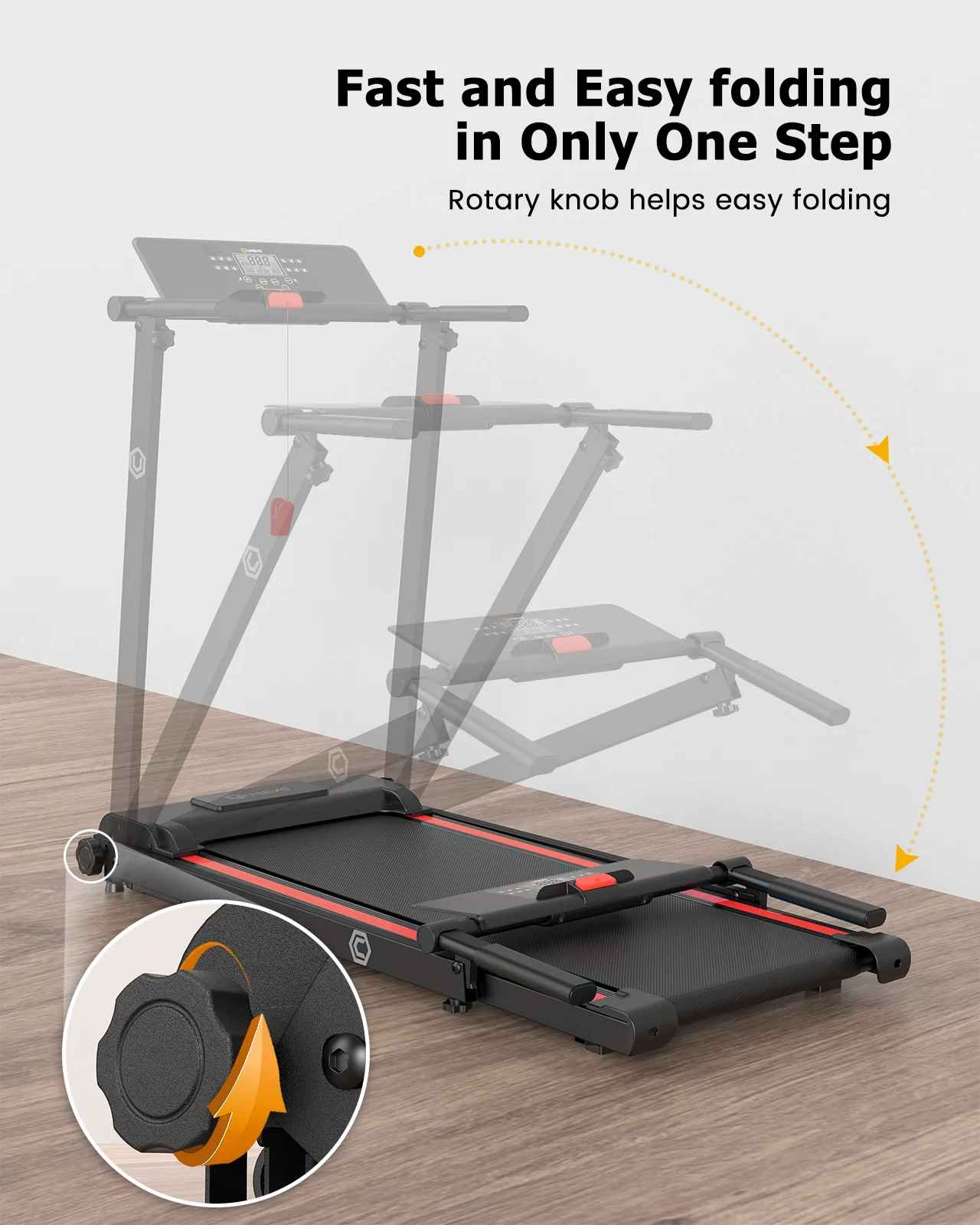 UREVO Folding Treadmill, 2.25HP Portable Mini Treadmills for Home Office, Compact Threadmill with 12 HIIT Modes, LCD Display, 265 lbs Capacity - Image 16