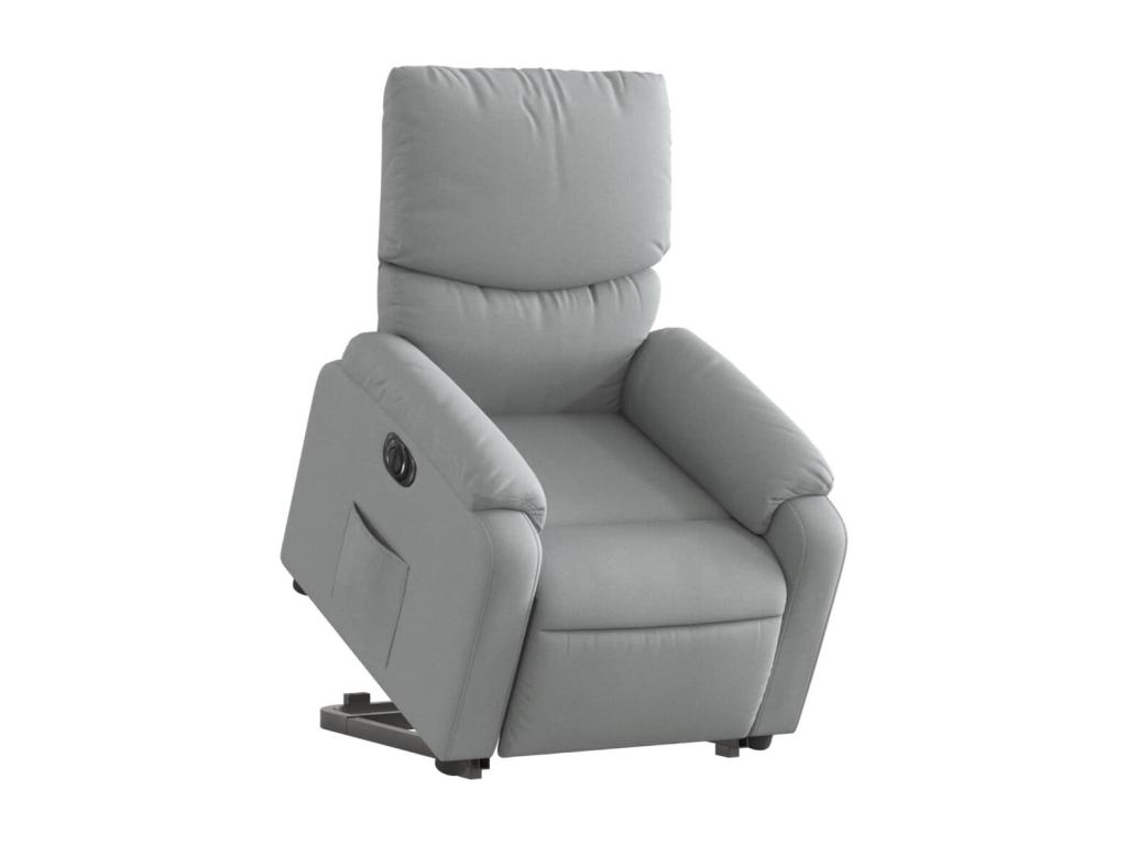 Sillón eléctrico reclinable elevable de tela gris claro