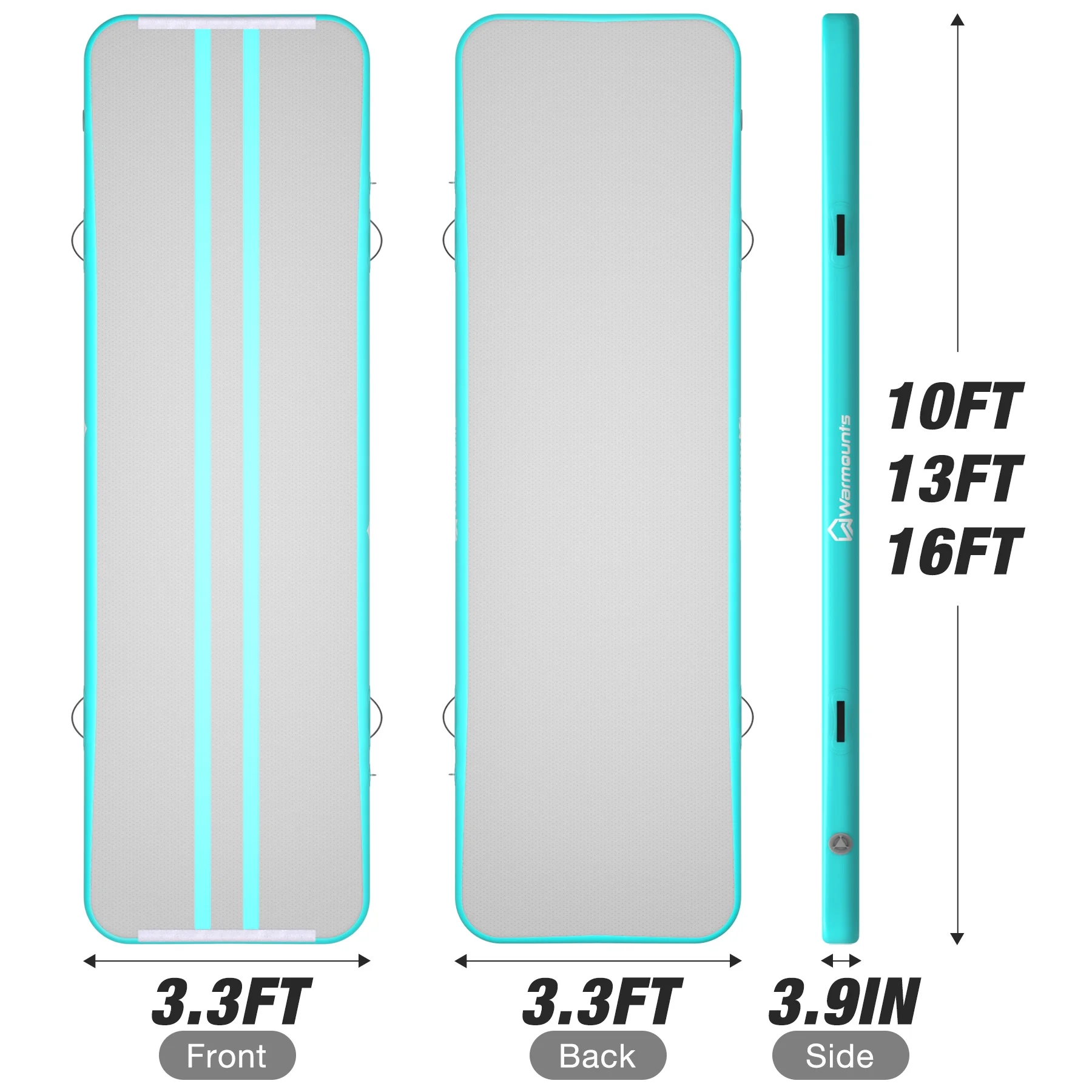 WARMOUNTS Tumbling Mat, 10 ft Inflatable Air Gymnastics Training Mats w/ Electric Pump, 4'' Thick Tumble Track for Home, Gym, Cheerleading, Water, Outdoor - Image 21