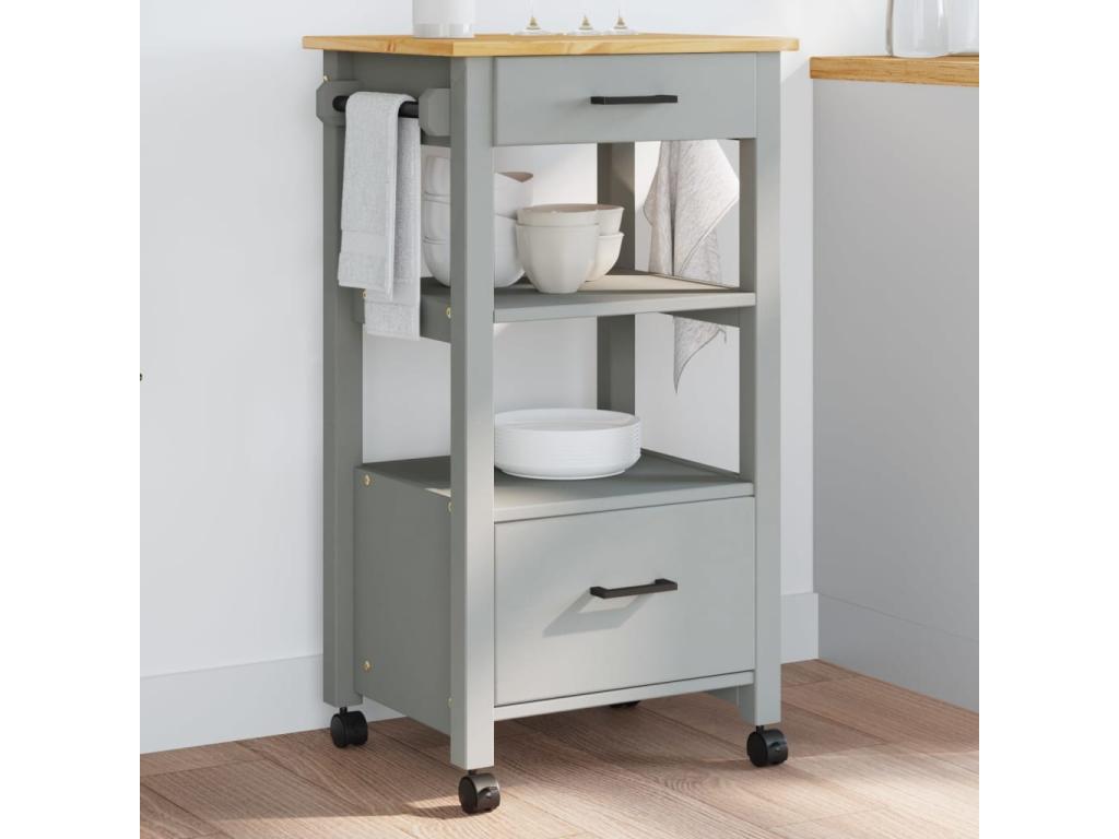 Carrito de cocina MONZA madera maciza de pino 48x40x90 cm
