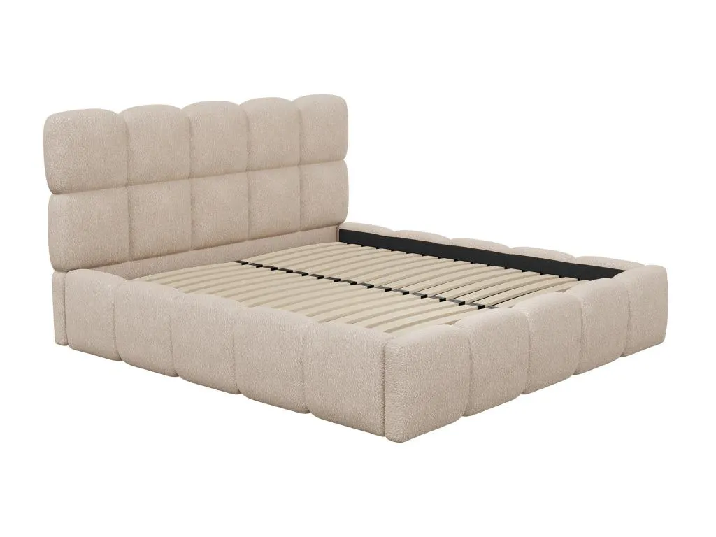 Canapé abatible - 160x200 cm - Tela de rizo - Beige Colchón - Boverdeco