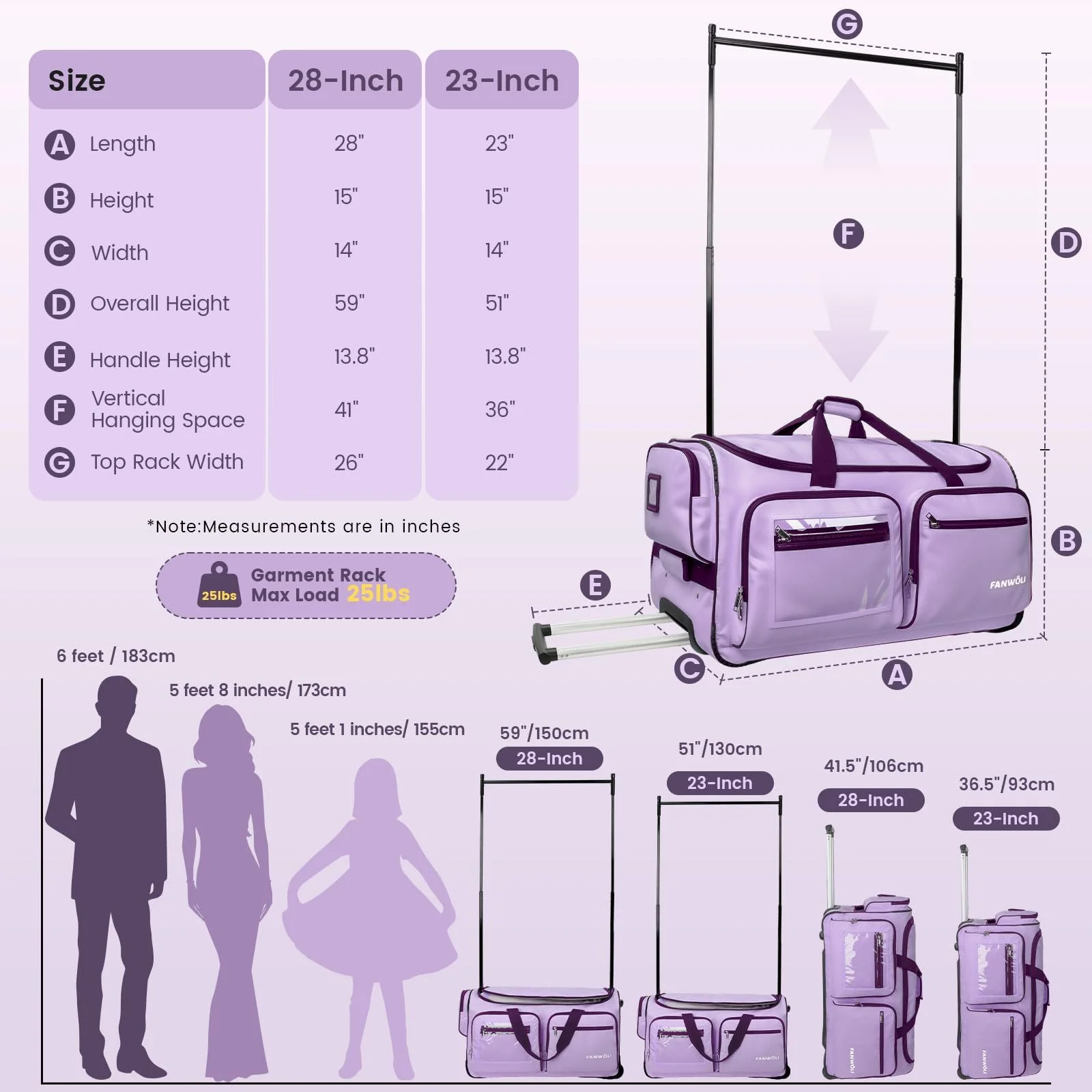 Fegat Dance Bag with Garment Rack - 28"Collapsible Rolling Competition Dance Duffle Bag Lightweight Costume Wheeled Suitcase for Dancers Shows Livestreamer Athletes - Image 23