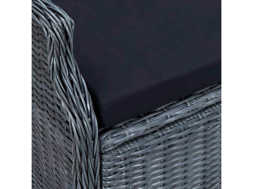 Sillón reclinable de jardín cojines ratán sintético gris oscuro