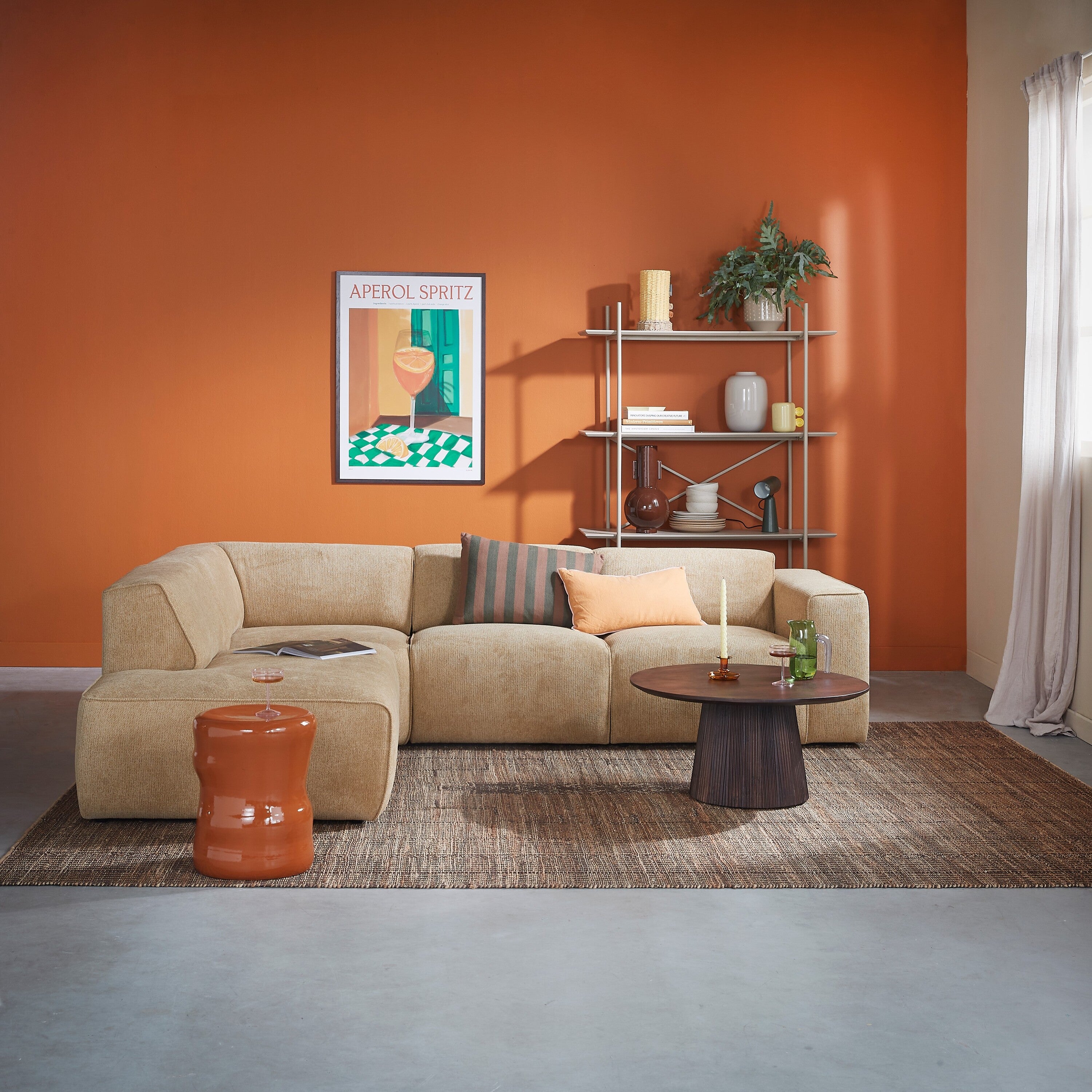 by fonQ Stretch Hoekbank Links - Zand Geel