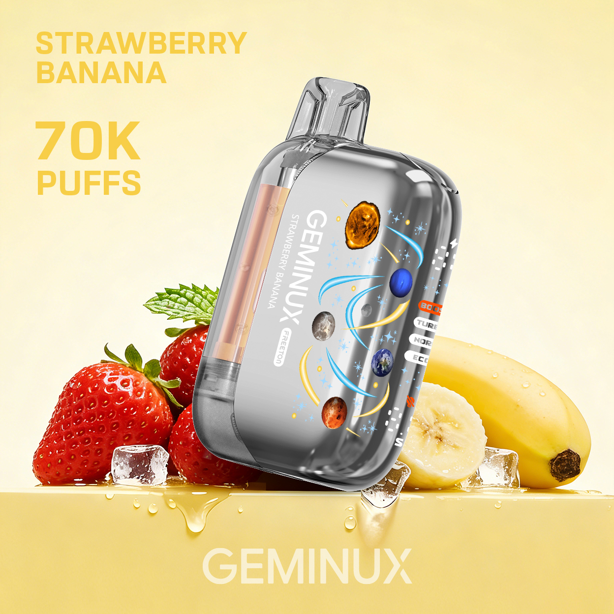 GEMINUX Pocket Galaxy Vape, 70000 Puffs Dual Mesh Coil Pocket Size Disposable Device