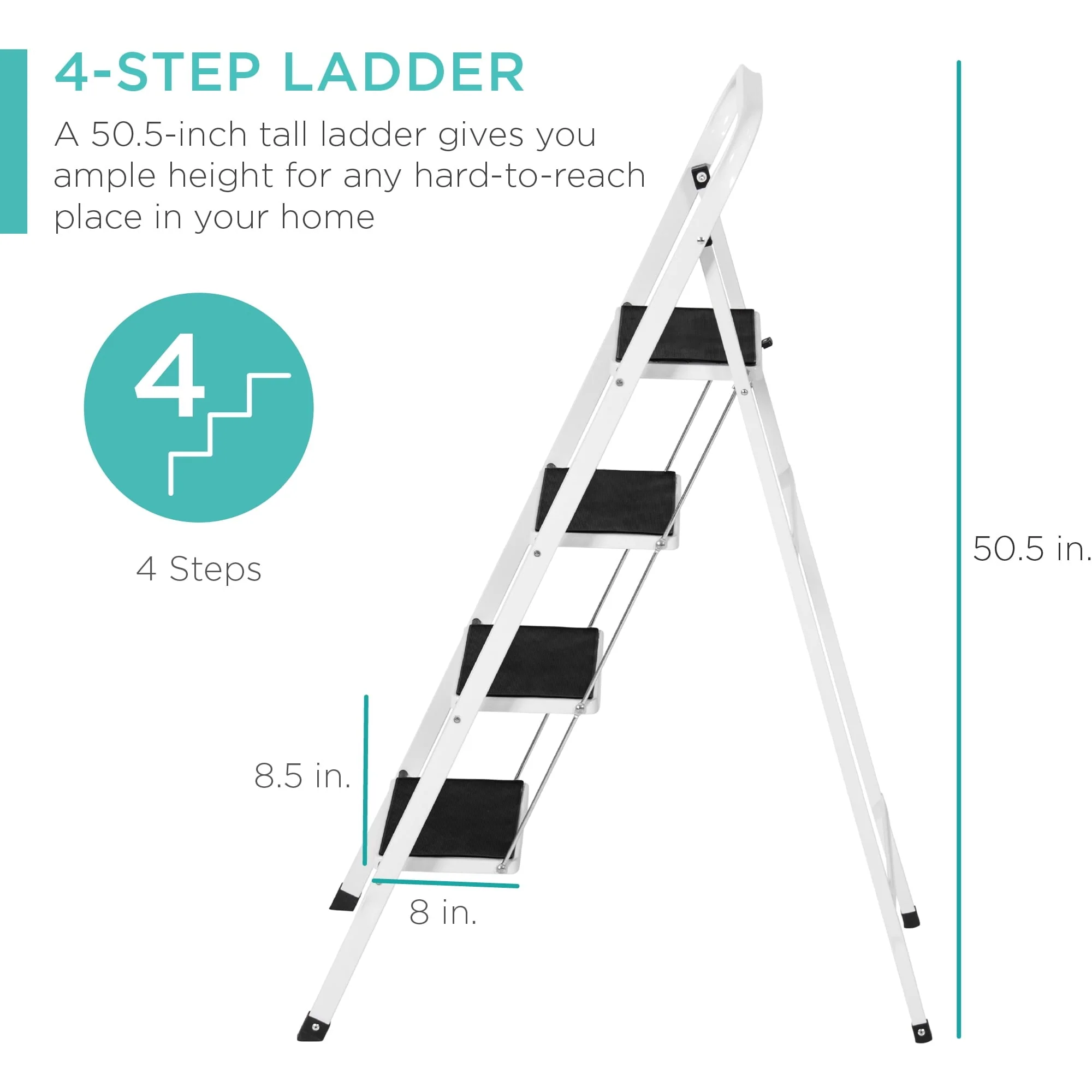 Best Choice Products 4-Step Portable Folding Steel Ladder w/ Hand Rail, Wide Platform Steps, 330lbs Capacity - Image 2