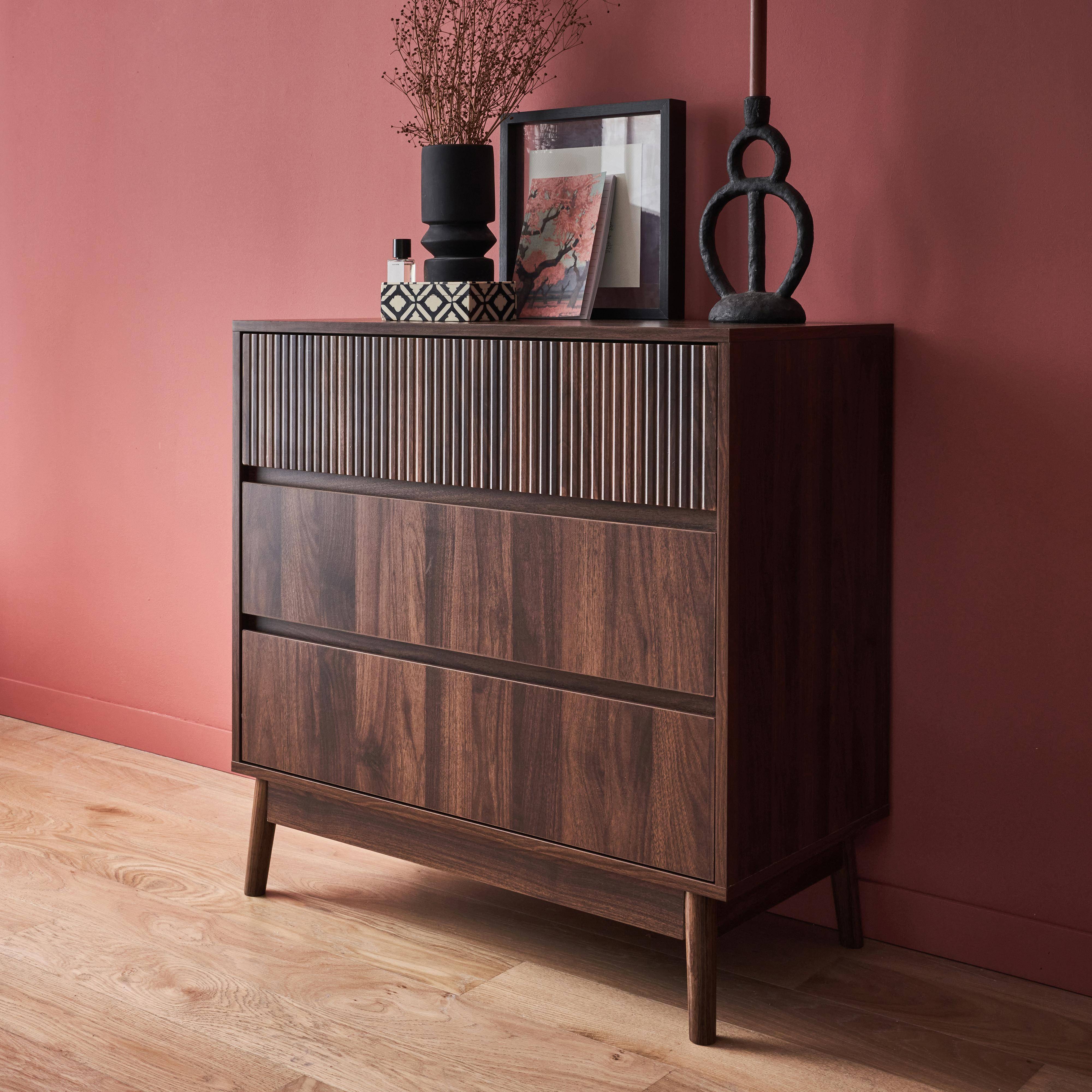 Linear - Cómoda con efecto madera, 3 cajones