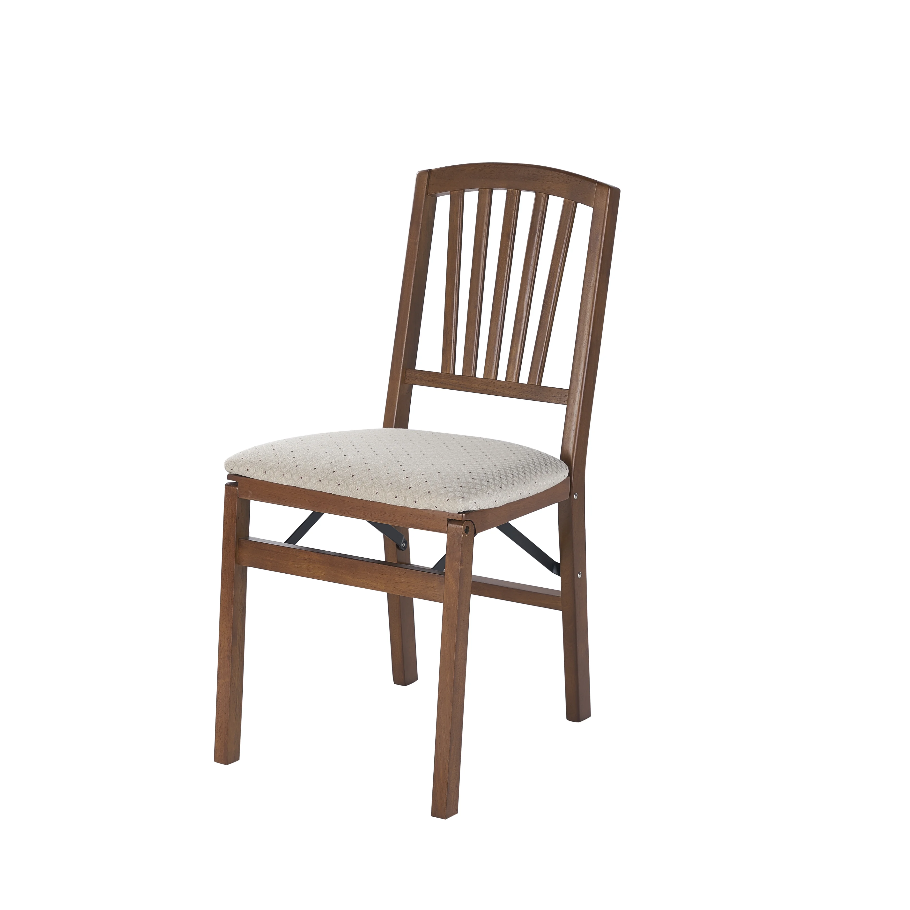 Mission Fusion Folding Chair (Set of 2)- Blush Fabric and Fruitwood - Image 6