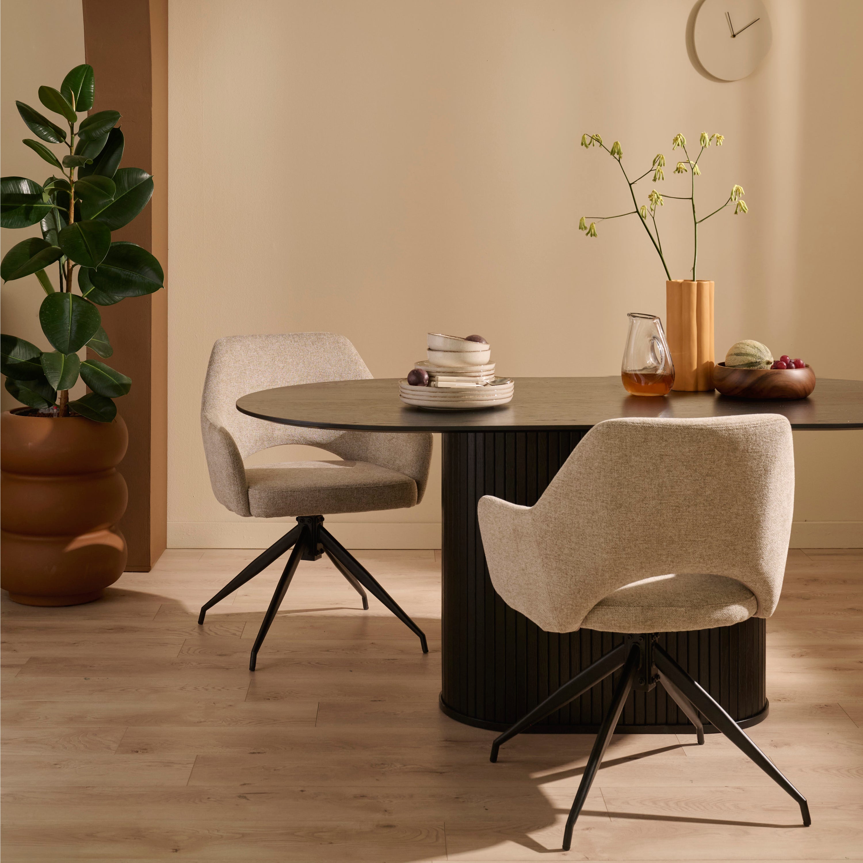 by fonQ Gap Draaibare Eetkamerstoel - Taupe / Zwart