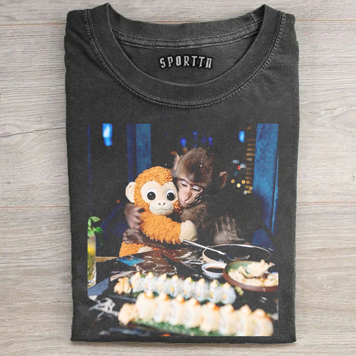 Punch-kun Monkey Meme Graphic T-shirt