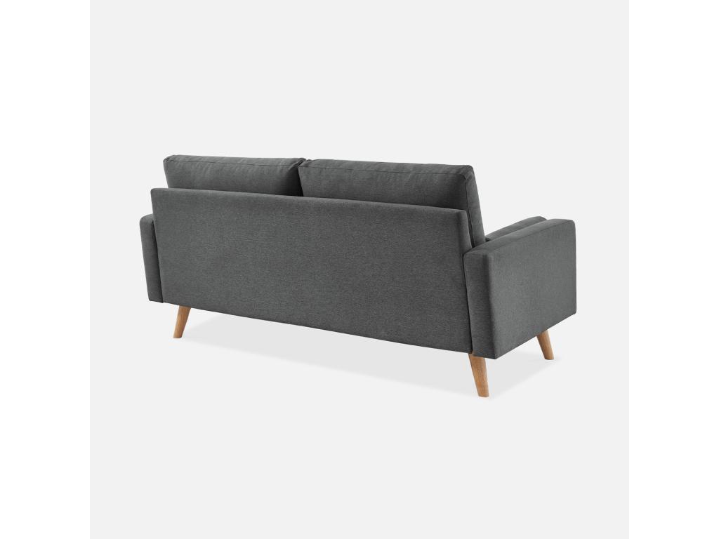 Sofá escandinavo 3 plazas gris oscuro con patas de madera