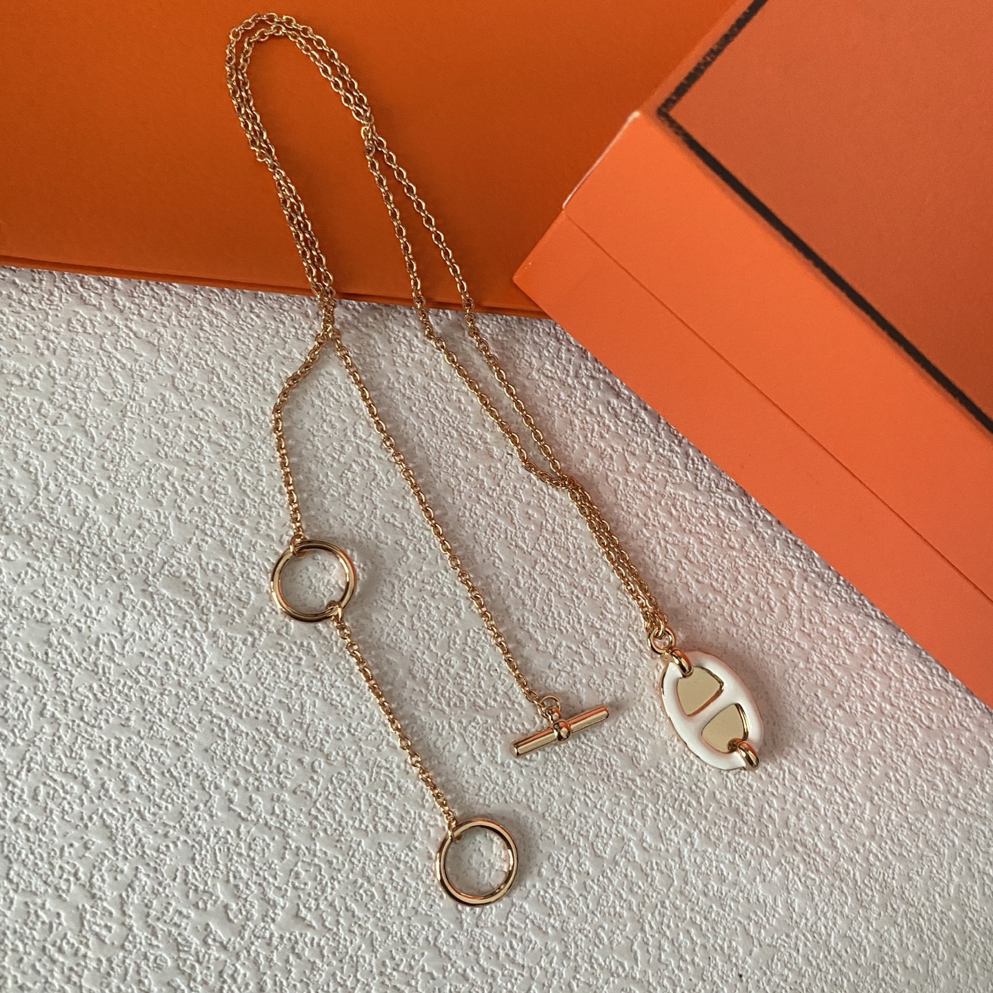 Hermes White Enamel Pig Nose Pendant Necklace - Original Replica Club
