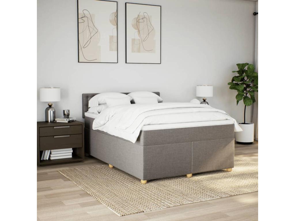 Cama box Joliven con colchón gris taupe 140x200 cm
