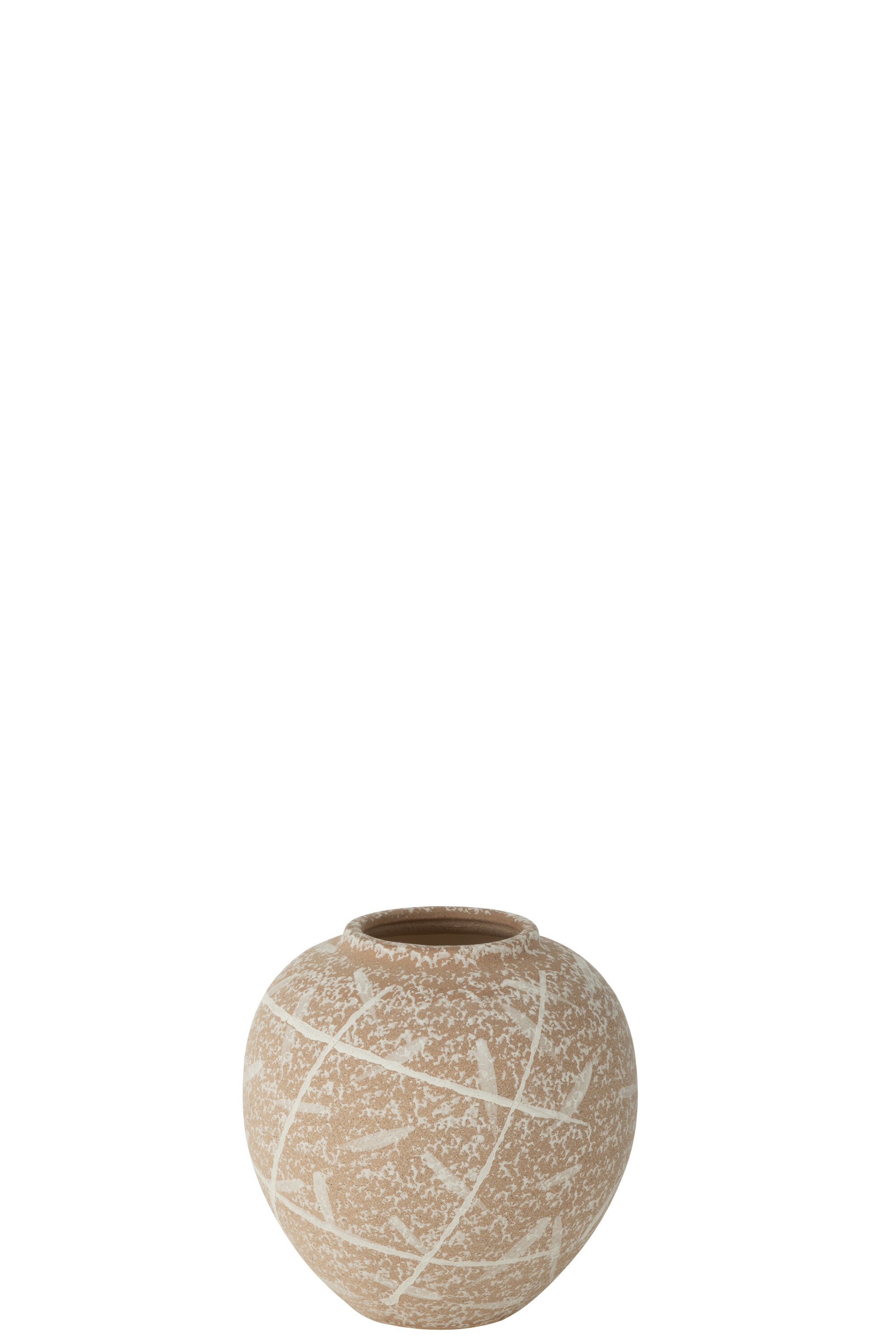 J-Line vaas Dune Rond - keramiek - beige wit - Ø 21 cm