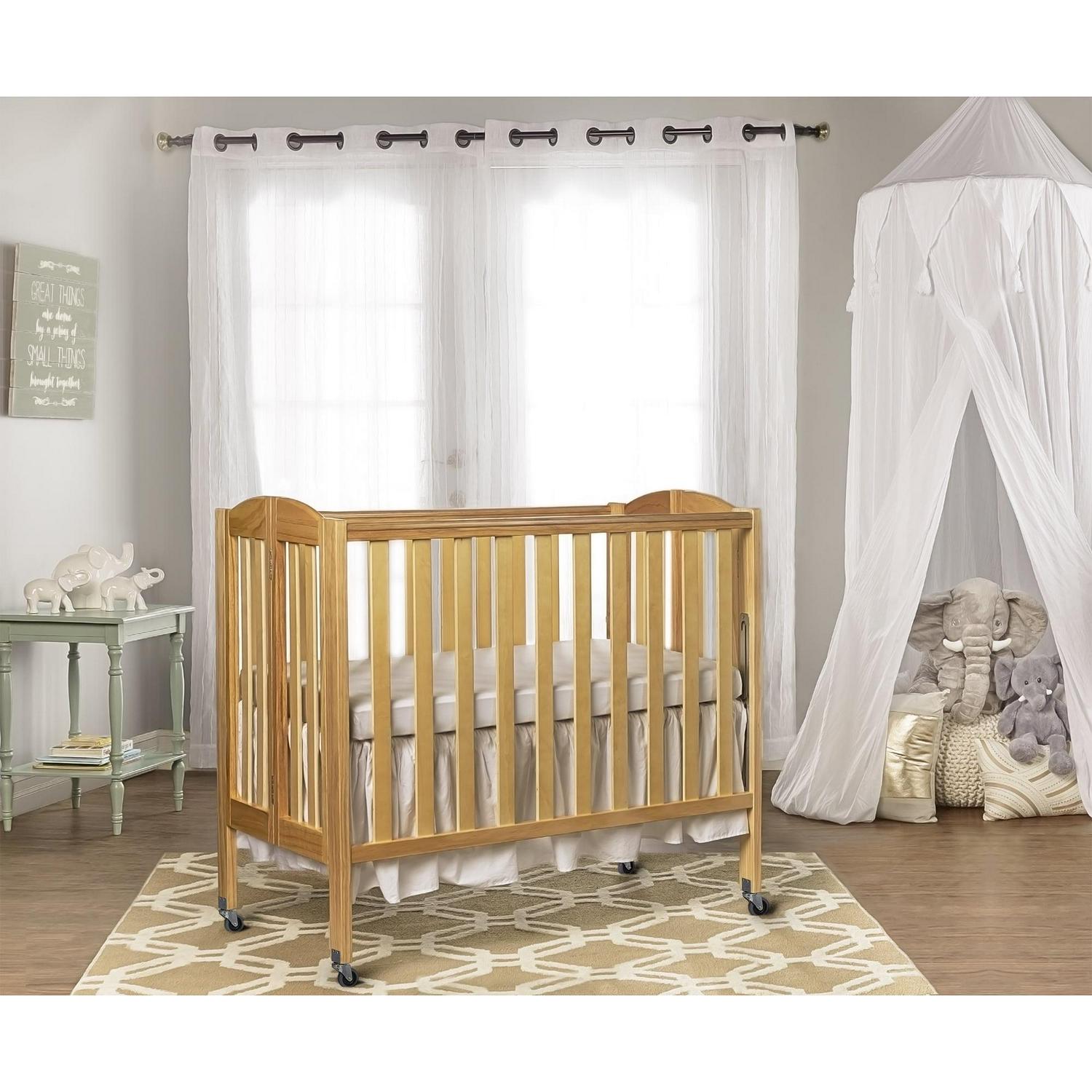 Dream On Me Birch 3-in-1 Folding Portable Mini Crib. Natural - Image 8