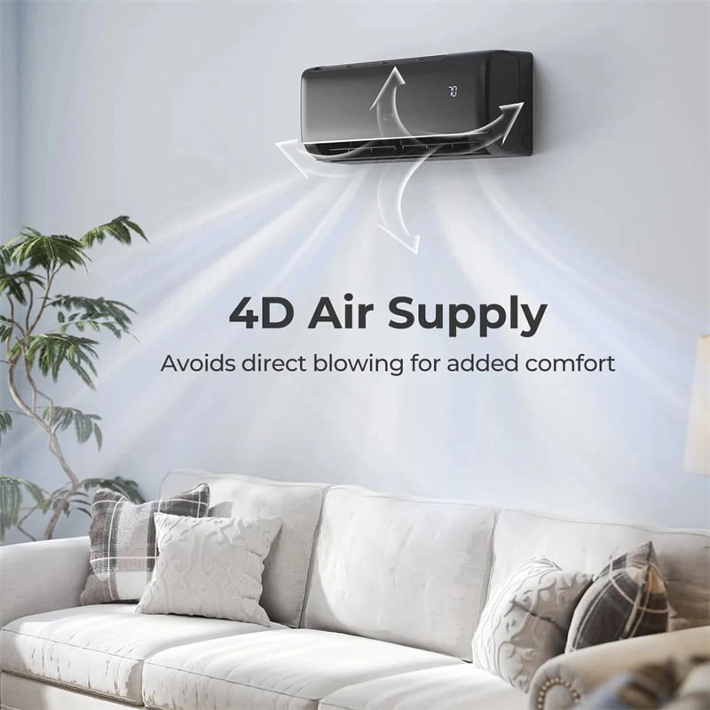 Eletriclife 9100 BTU WiFi Enabled Mini Split AC & Heater - 20.5 SEER2 115V Inverter Heat Pump Compatible with Alexa