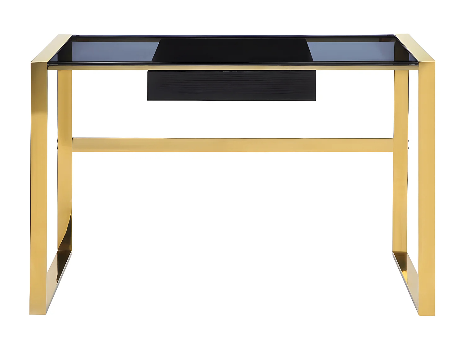Escritorio SALI de Pascal Morabito - 1 cajón - Cristal templado y acero - Negro y dorado
