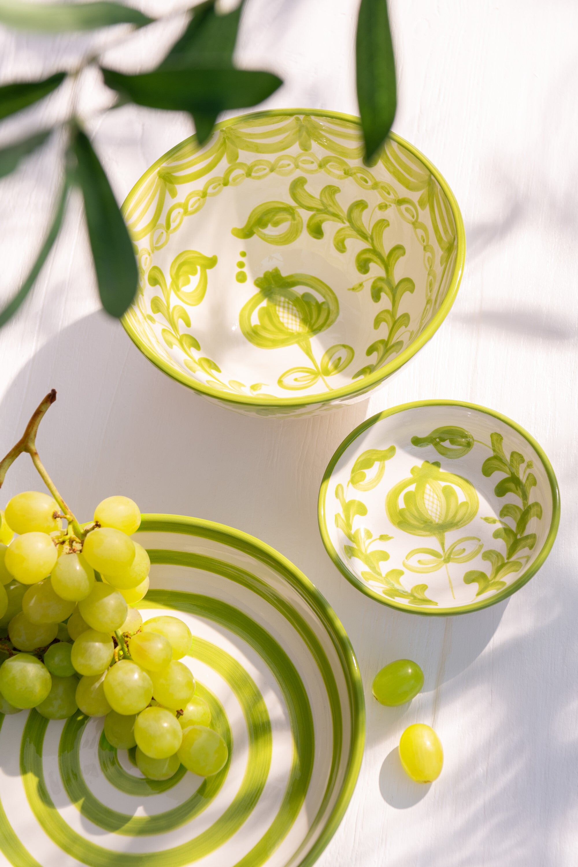 J-Line kom Granada High - keramiek - wit groen - medium - Ø