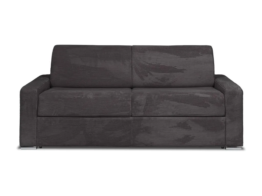 Sofá cama de 4 plazas de apertura rápida de pana gris antracita - Somier de láminas anchas de 160 cm - Colchón de 18 cm Mueblesclasic