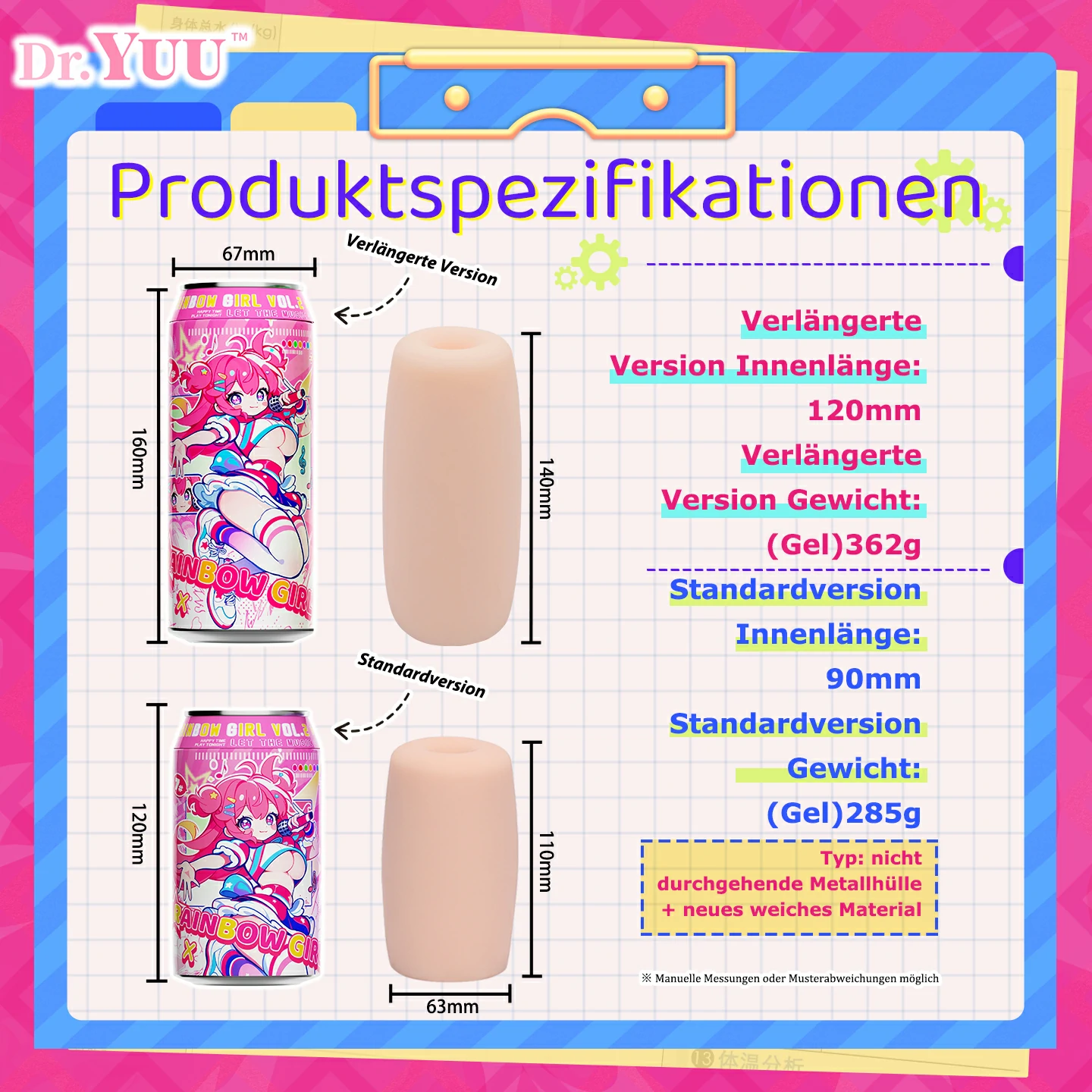 Vergleich der ersten und zweiten Dr.YUU Rainbow Women Generation mit ein- und doppellagigem Innenkanal, weicherem Material und größerer Farbauswahl