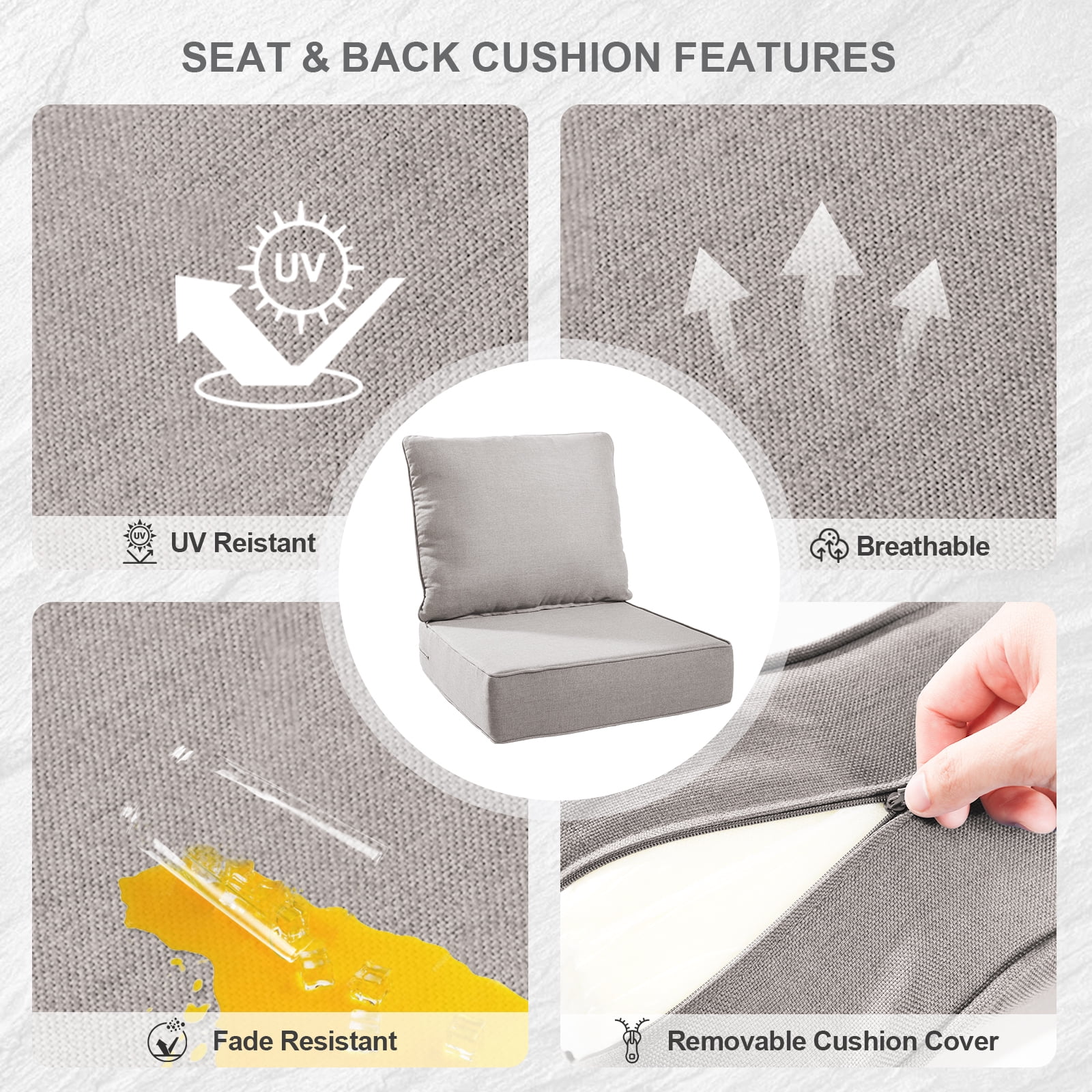 Bellefurn Outdoor Deep Seat Cushion 24 X 24 X 6 inch for Patio Furniture,Outdoor Chair Cushions Waterproof & Fade Resistant Patio Furniture Cushions for Wicker Chair, Sofa, Couch - Image 20
