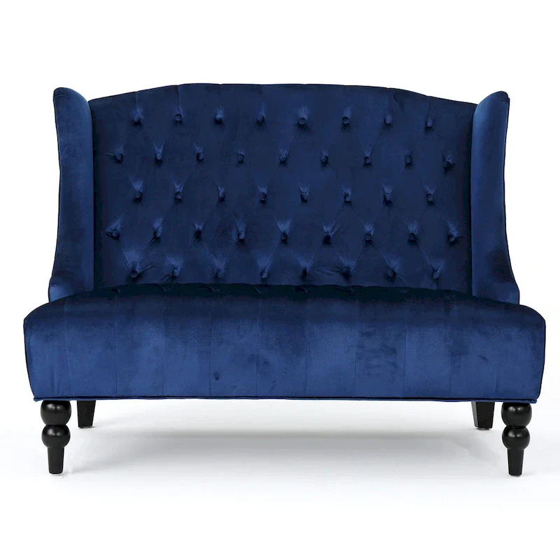Christopher Knight Home Leora Contemporary Glam Tufted Velvet Wingback Loveseat