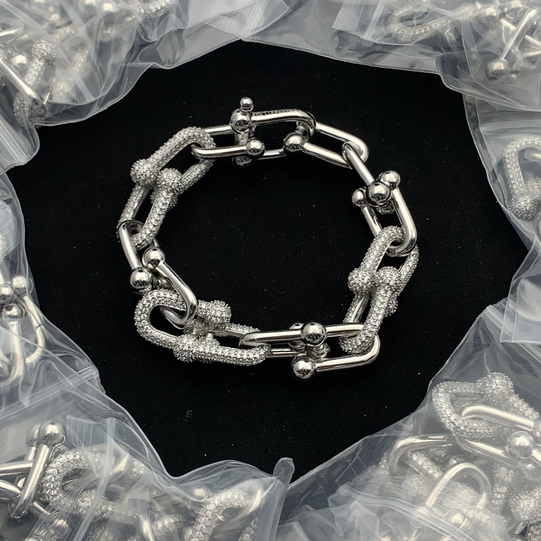 Tiffany HardWear Large Link Bracelet in White Gold Color - Original Replica Club