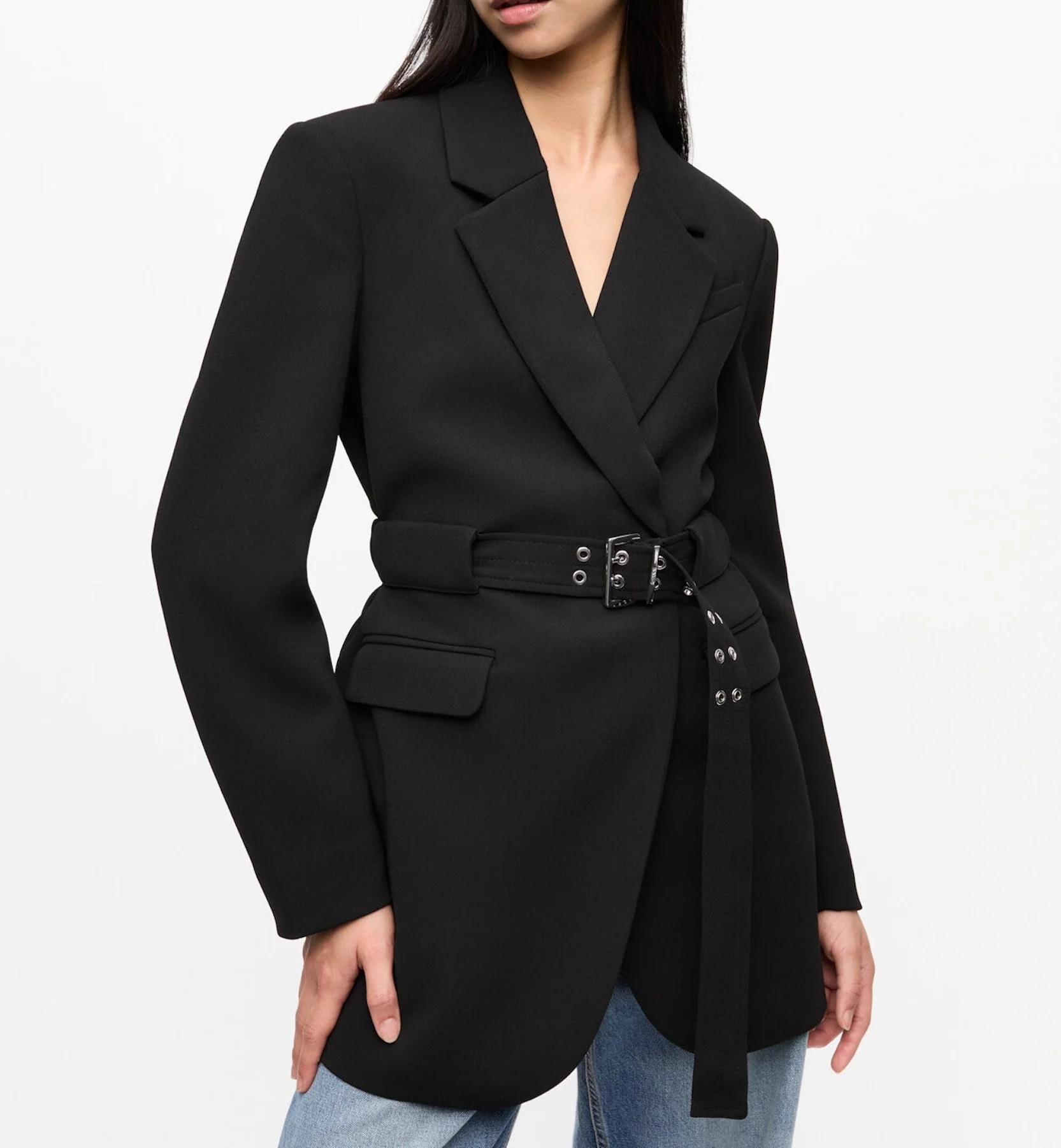 GANNI Bonded Crepe Cropped Blazer