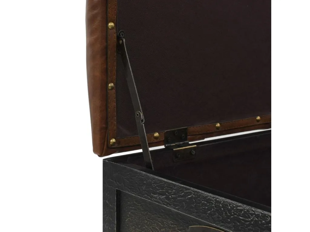 Banco de almacenaje madera maciza y símil piel 80,5x41x50 cm ofg3624900