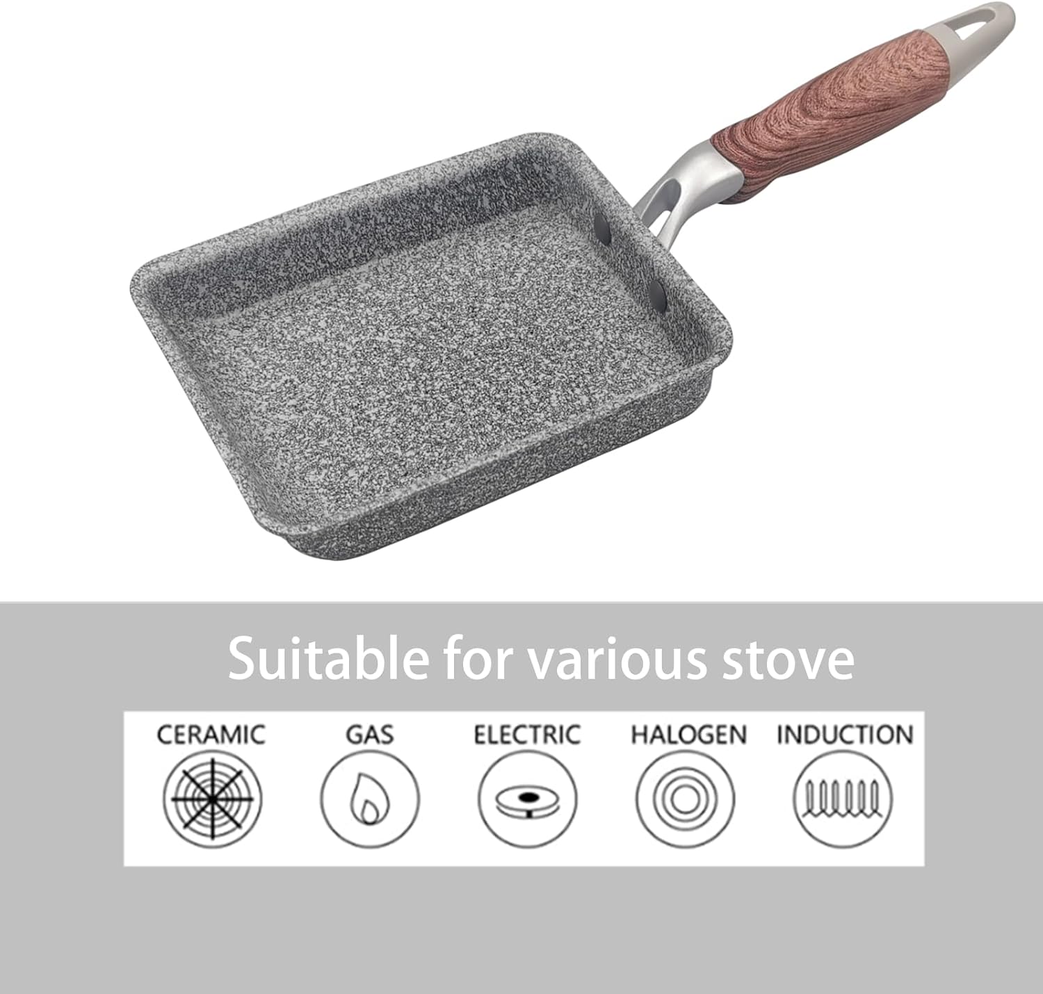 9Pcs Tamagoyaki Pan Set, Japanese Omelette Pan Nonstick with Lid, Square Japanese Egg Skillet Rectangle 7