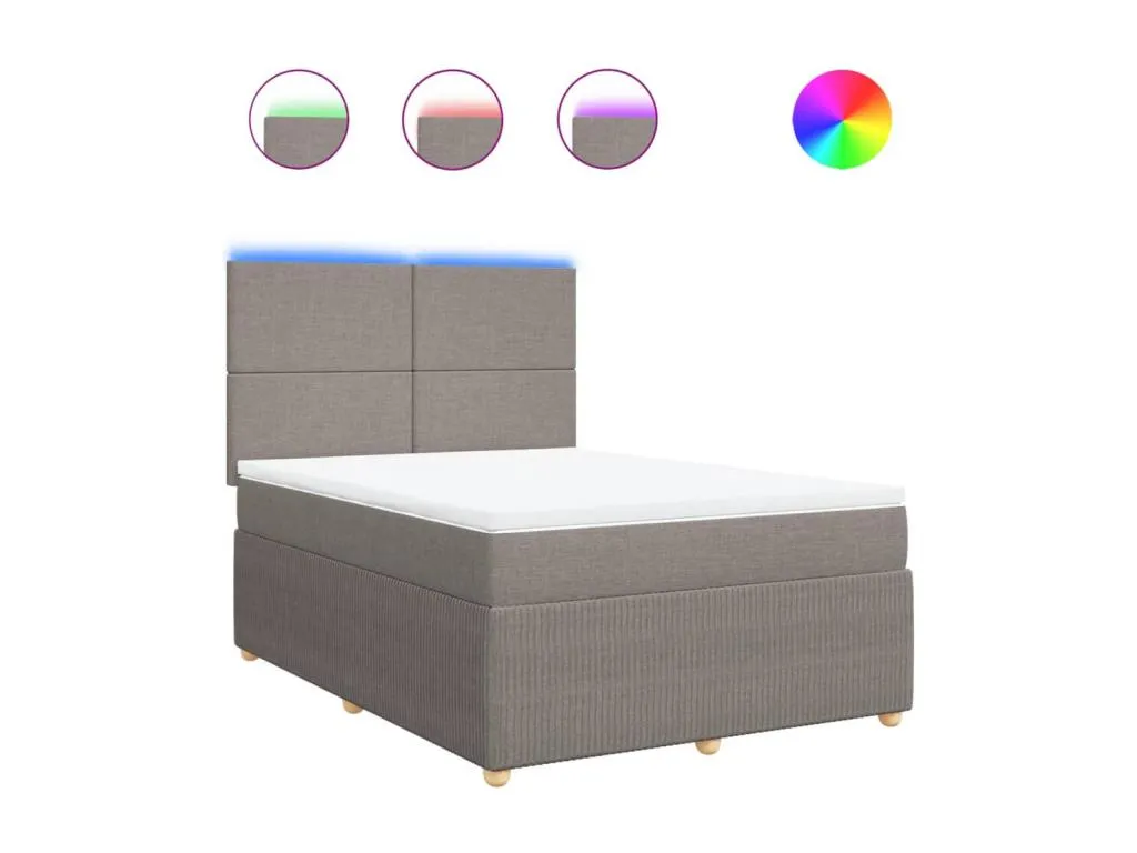 Cama box spring con colchón tela gris taupe 140x200 cm ckn3520956