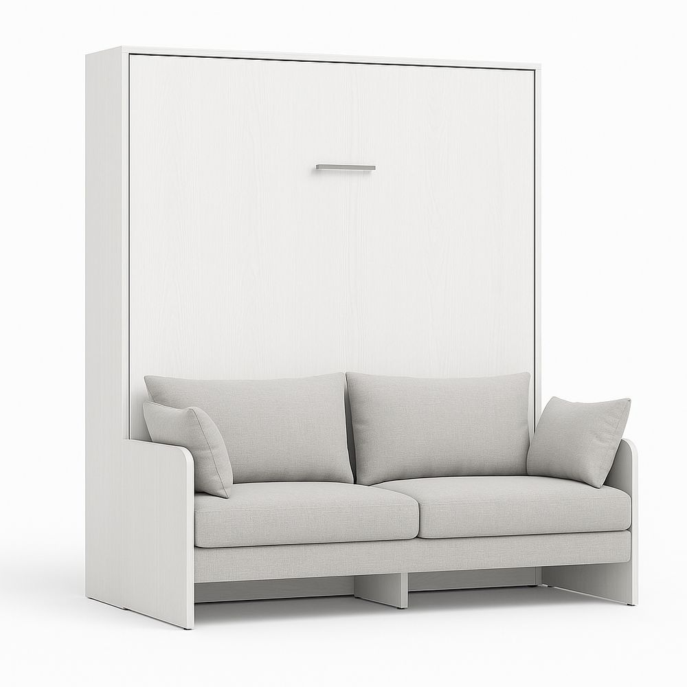 Sofá Cama Convertible Moderno de Madera, Estilo Minimalista, Color Blanco, Ideal para Espacios Pequeños