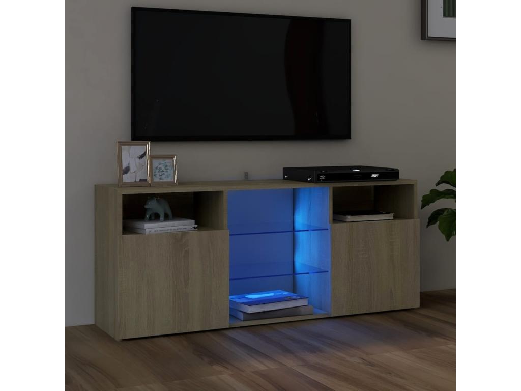 Armario TV con luces LED roble Abodeia 120x30x50 cm
